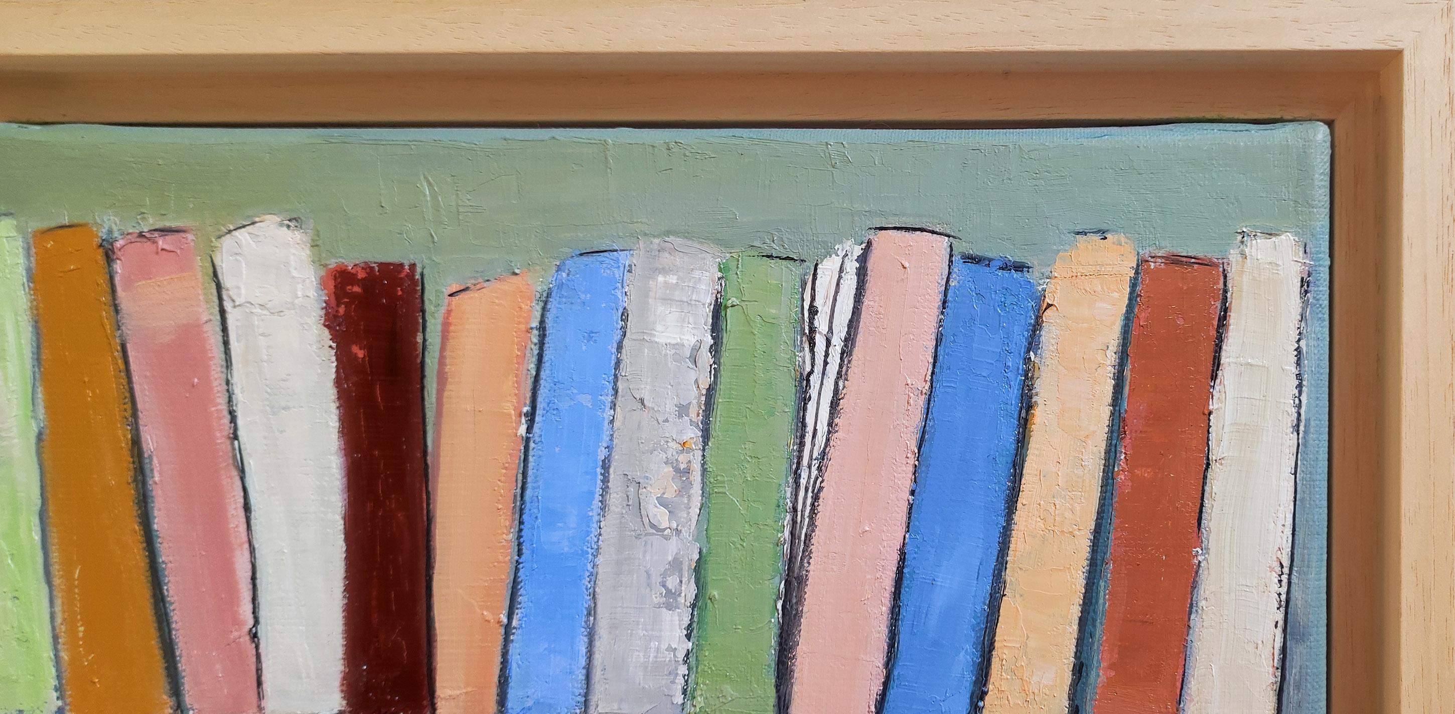les livres, astratto colorato,  olio su tela, serie biblioteche, espressionismo 2