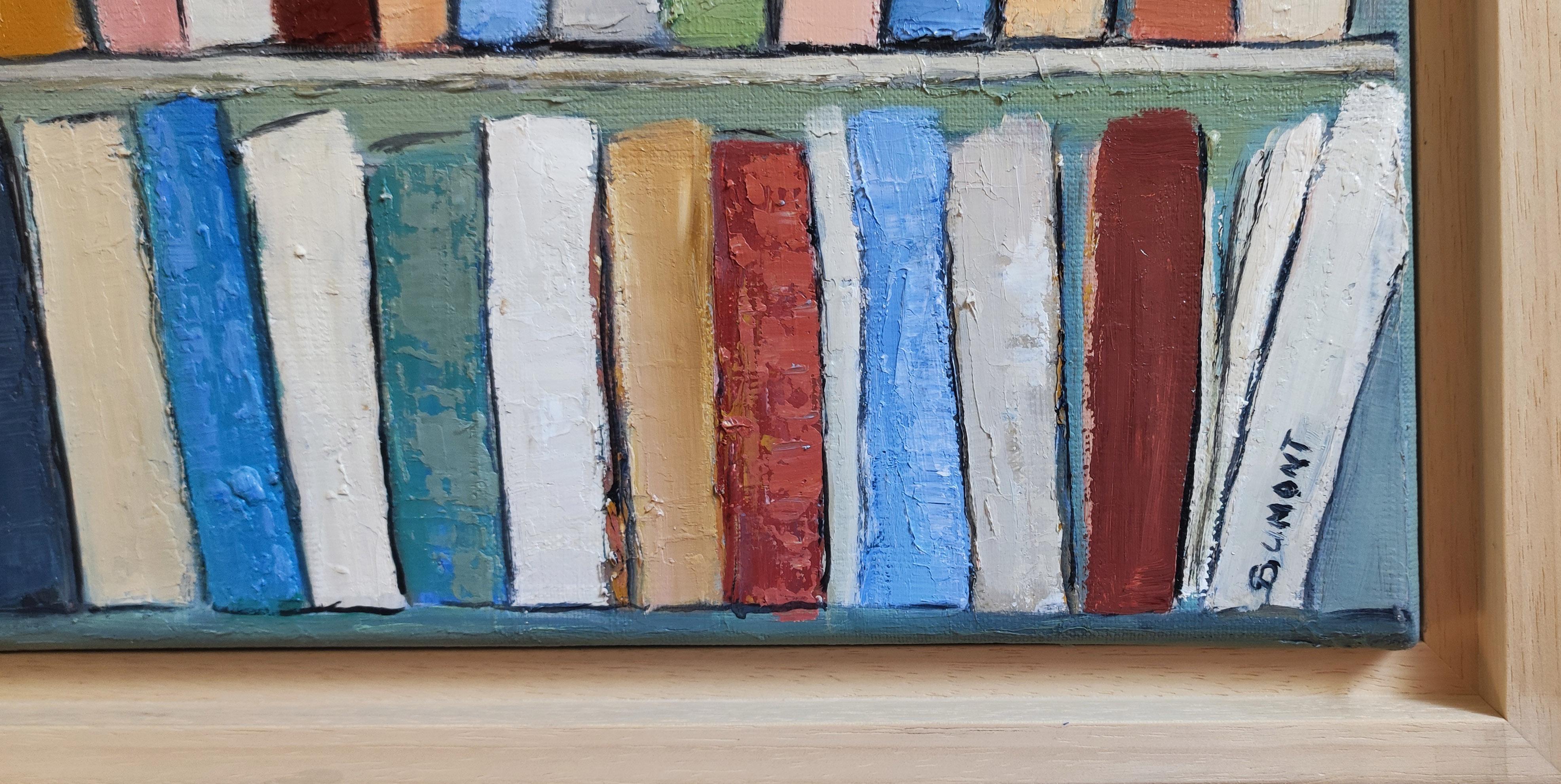 les livres, astratto colorato,  olio su tela, serie biblioteche, espressionismo 3