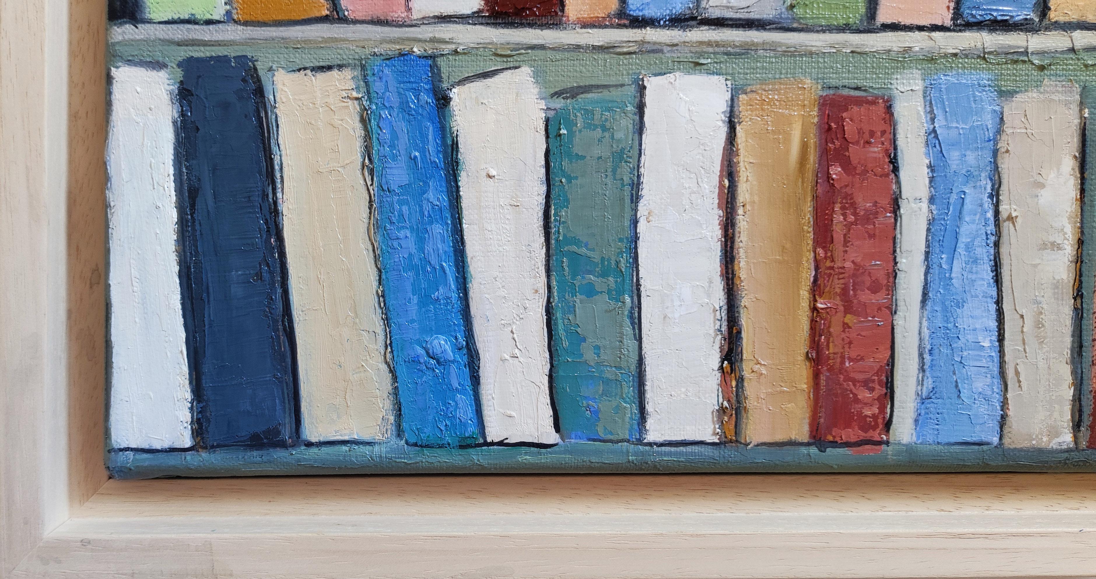les livres, astratto colorato,  olio su tela, serie biblioteche, espressionismo 4