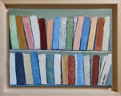 les livres, astratto colorato,  olio su tela, serie biblioteche, espressionismo