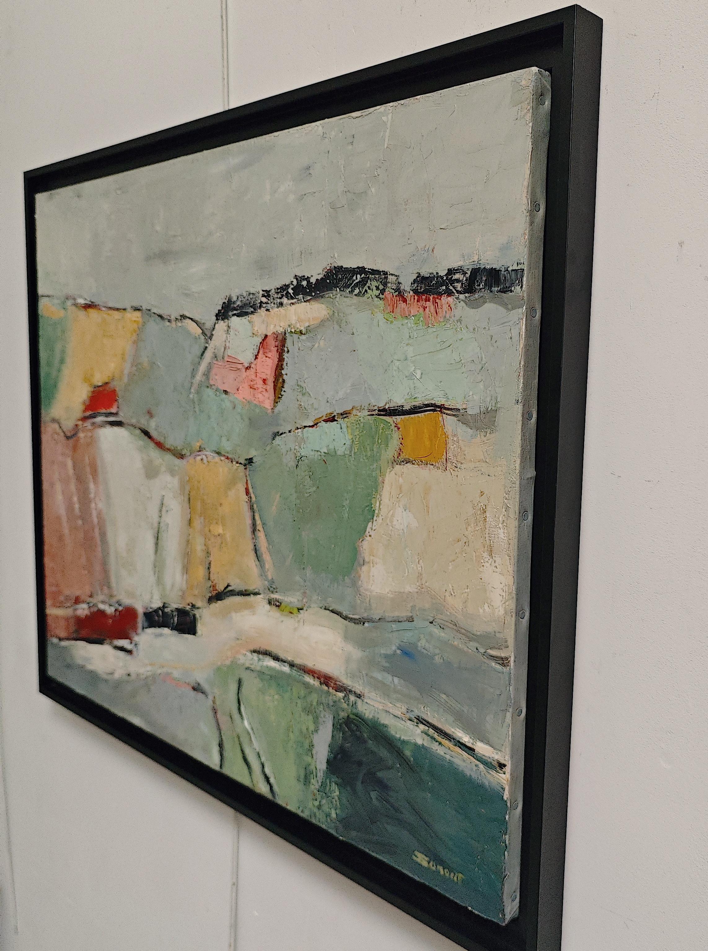 Les lopins, Paesaggio verde, Espressionismo, Texture, Campi, Olio su tela in vendita 5