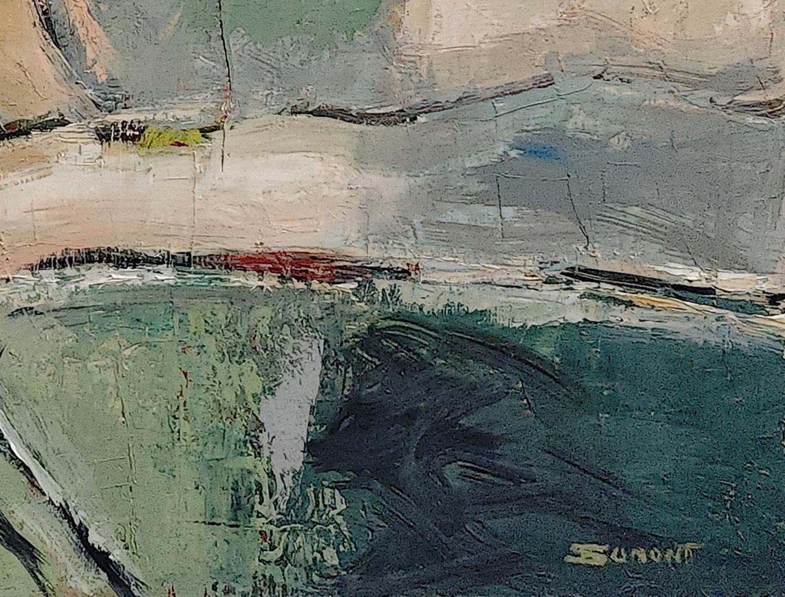 Les lopins, Paesaggio verde, Espressionismo, Texture, Campi, Olio su tela in vendita 6