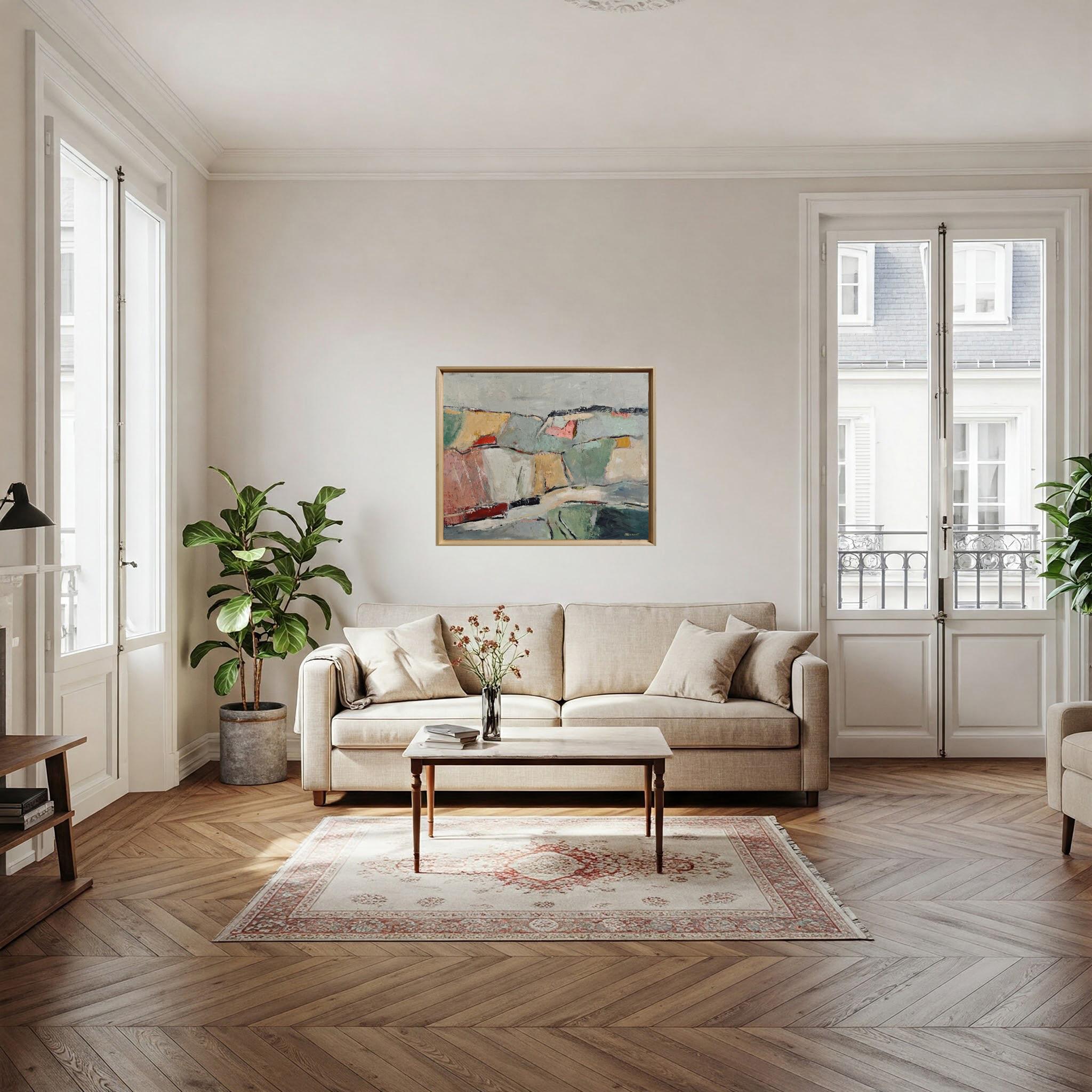 Les lopins, paysage vert, expressionnisme, texturé, champs, huile sur toile en vente 7