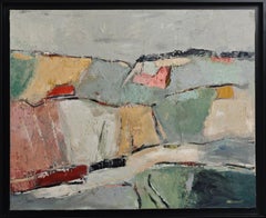Les lopins, Paesaggio verde, Espressionismo, Texture, Campi, Olio su tela