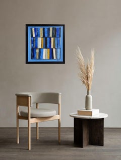les mots bleus , abstract, colored, blue oil on canvas, expressionism, geometric