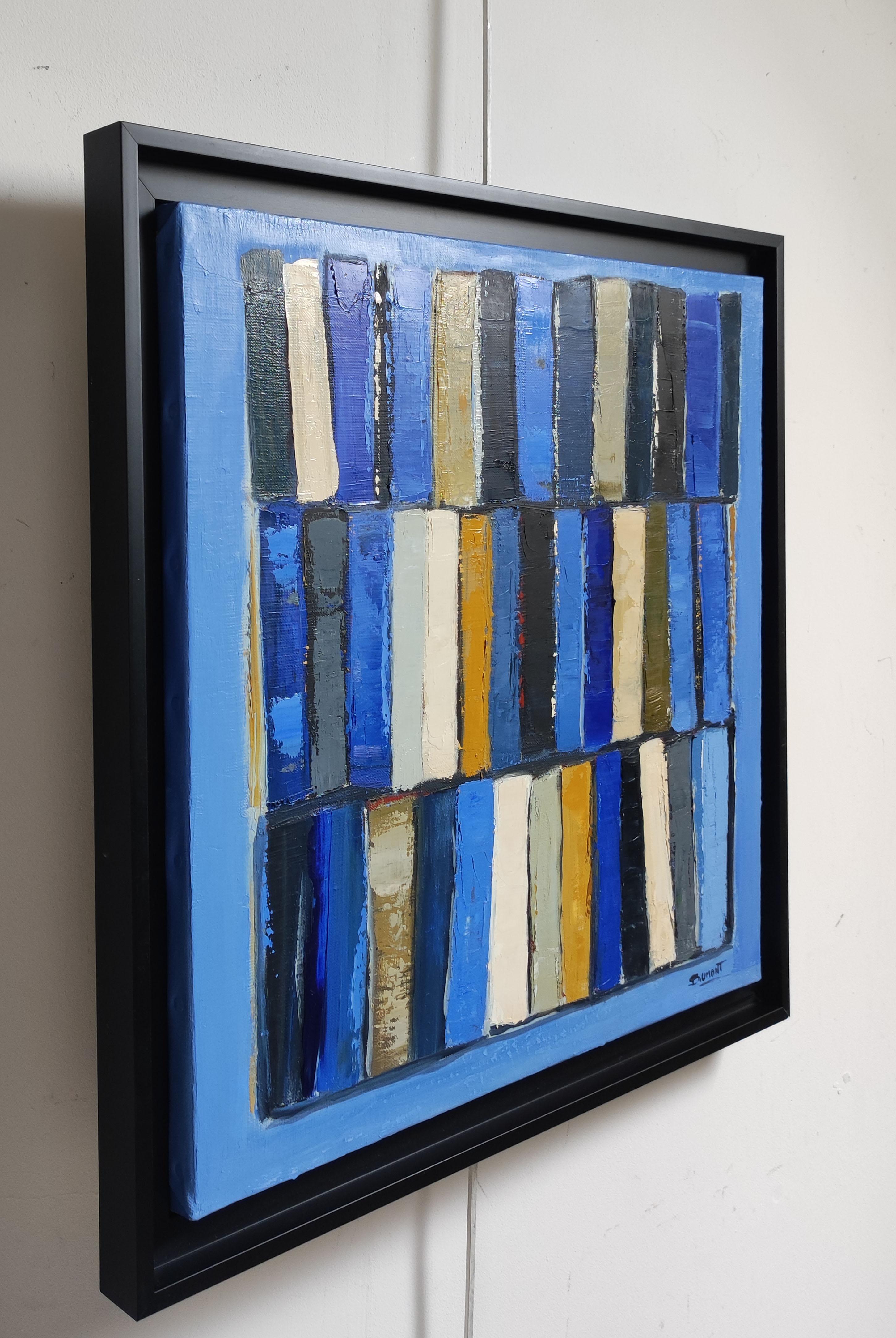les mots bleus , astratto, colorato, blu olio su tela, espressionismo, geometrico - Abstract Painting Blu di SOPHIE DUMONT