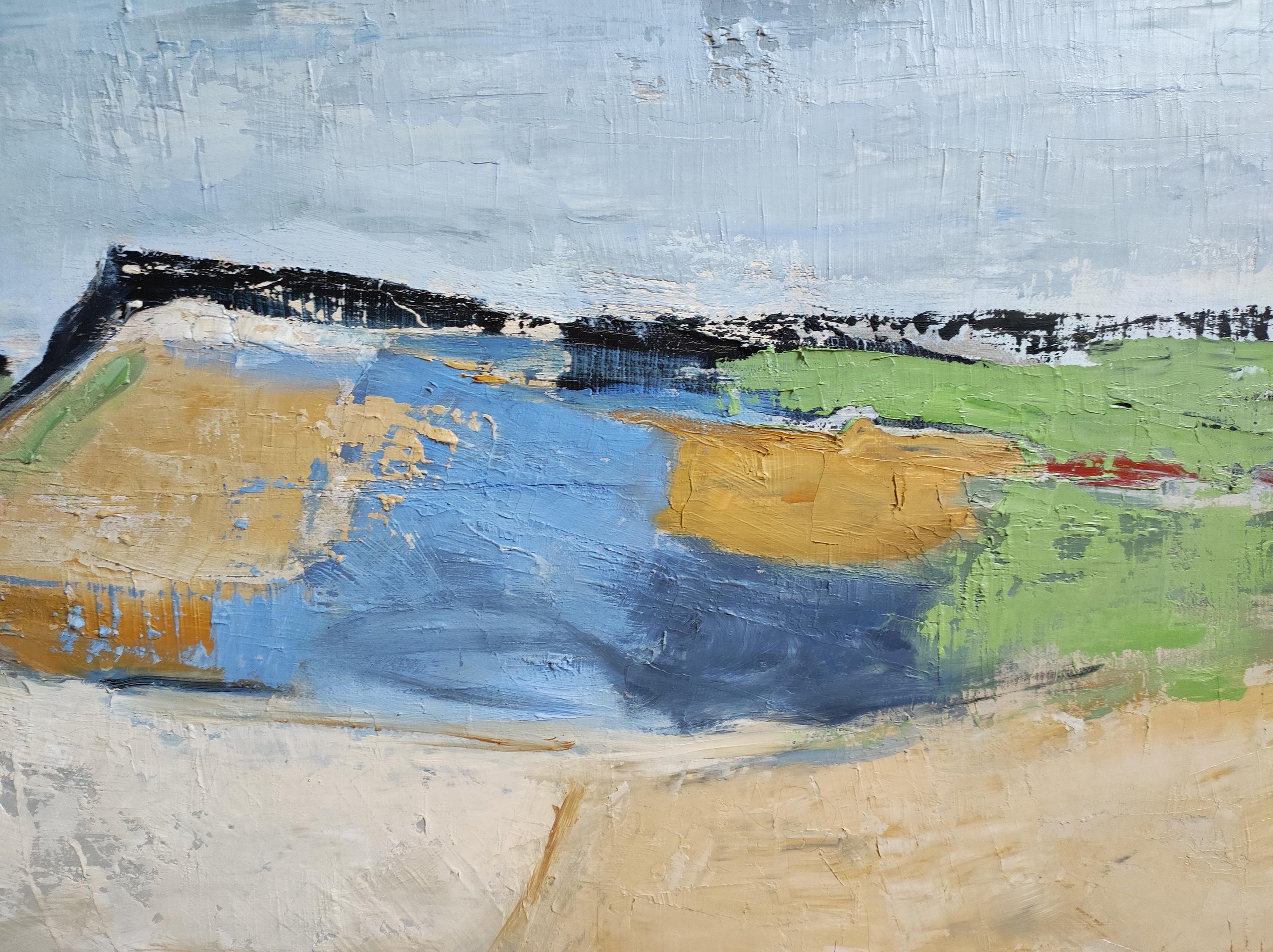Les parcelles, Paesaggio astratto, Campagna, Contemporaneo, Olio, Francese moderno in vendita 7