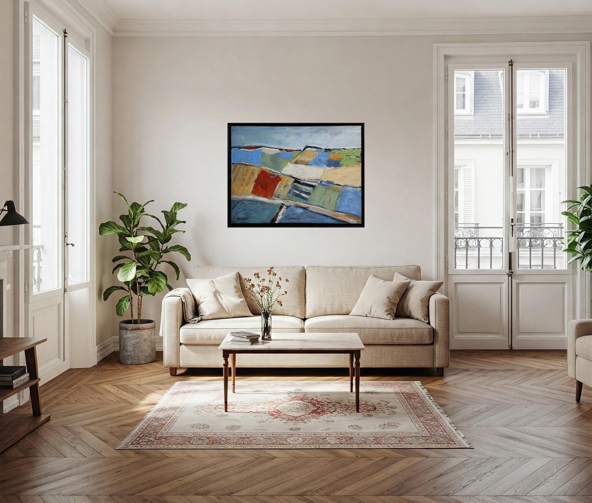 Les parcelles, Paesaggio astratto, Campagna, Contemporaneo, Olio, Francese moderno - Painting di SOPHIE DUMONT
