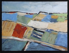 Les parcelles, Abstract Landscape, Countryside, Contemporary, Oil, Modern French