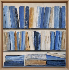 Les recueils, Biblioteca astratta blu, Olio su tela, Struttura, Minimalismo, Moderno
