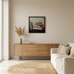 Les reliures - Contemporary Abstract library, textured painting, Oil on canvas