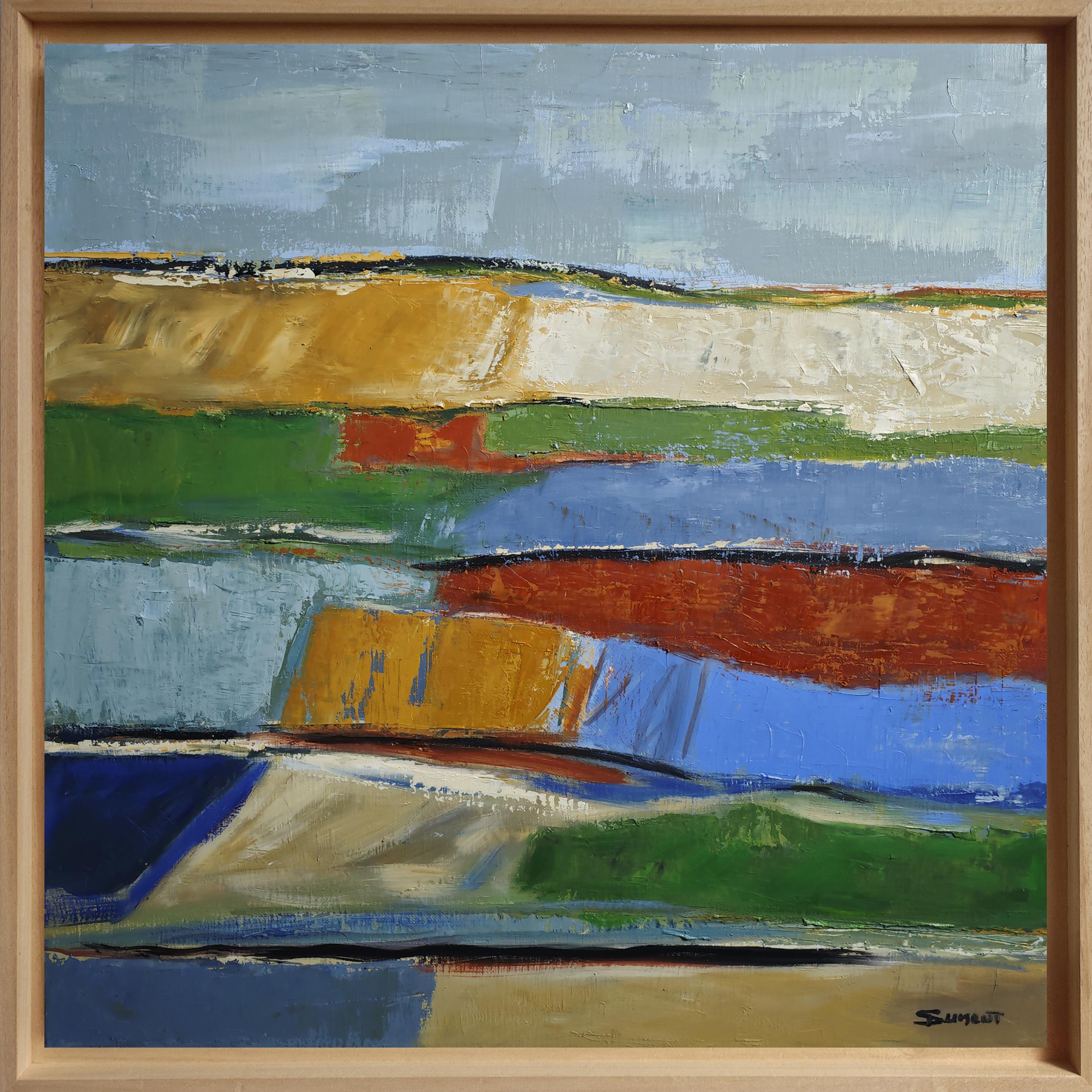 Les saisons 2, abstrakte Landschaft, Öl, Expressionismus, Multicolor, Französisch, Moderne im Angebot 6