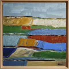 Les saisons 2, paisaje abstracto, óleo, expresionismo, multicolor, francés, moderno