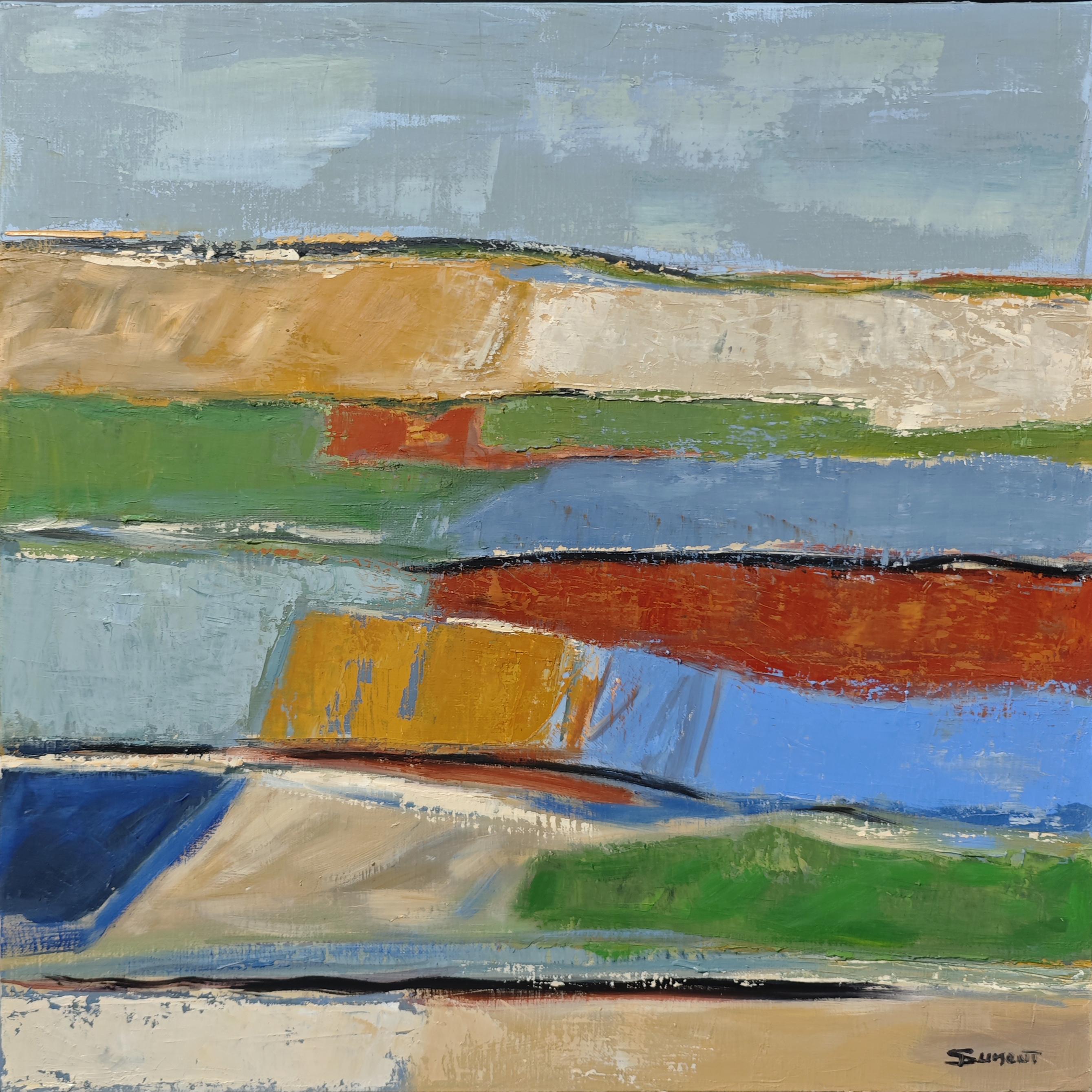 Les saisons 2, abstract lanscape, oil, expressionism, multicolor, french, modern - Painting by SOPHIE DUMONT