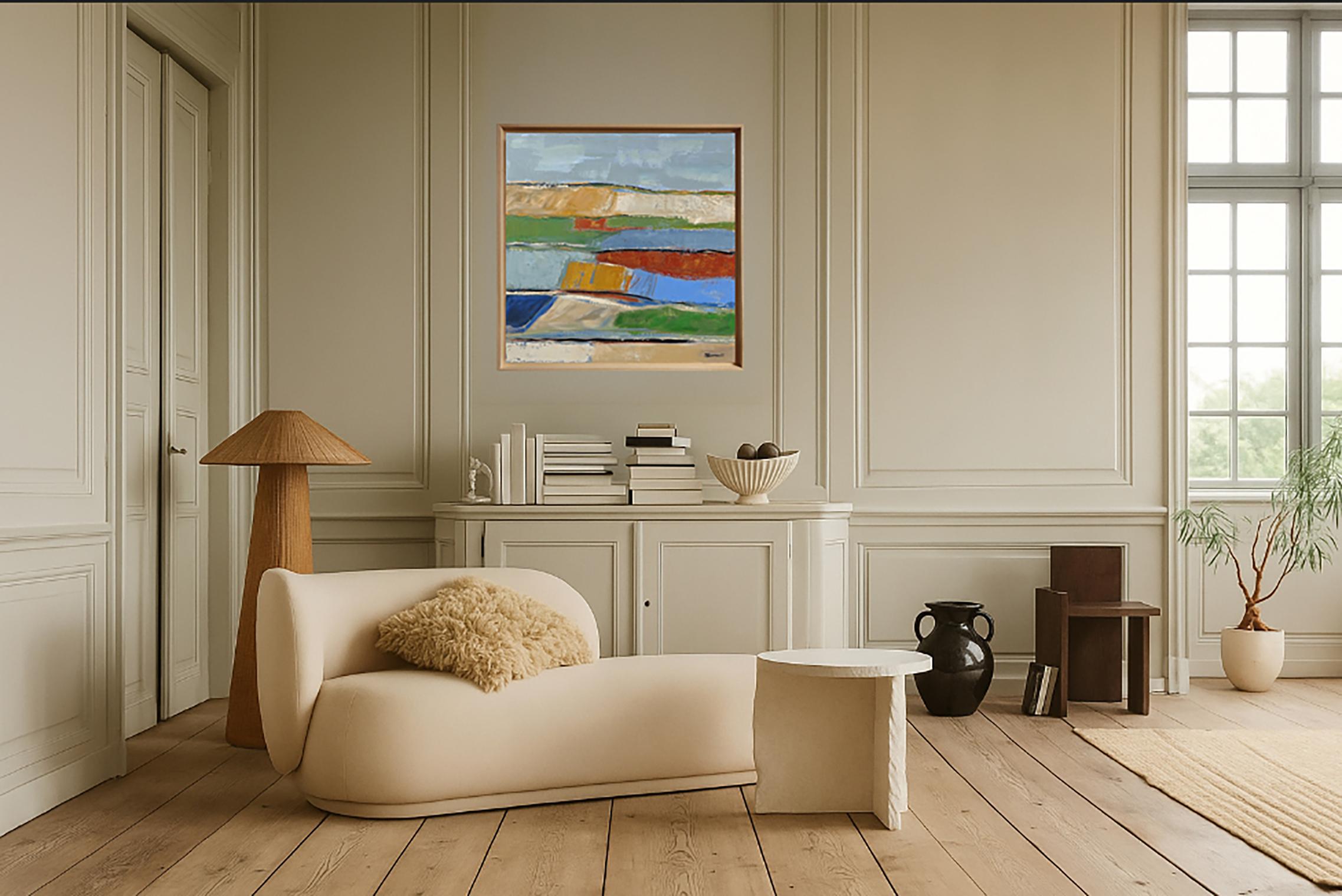 Les saisons 2, abstract lanscape, oil, expressionism, multicolor, french, modern For Sale 7