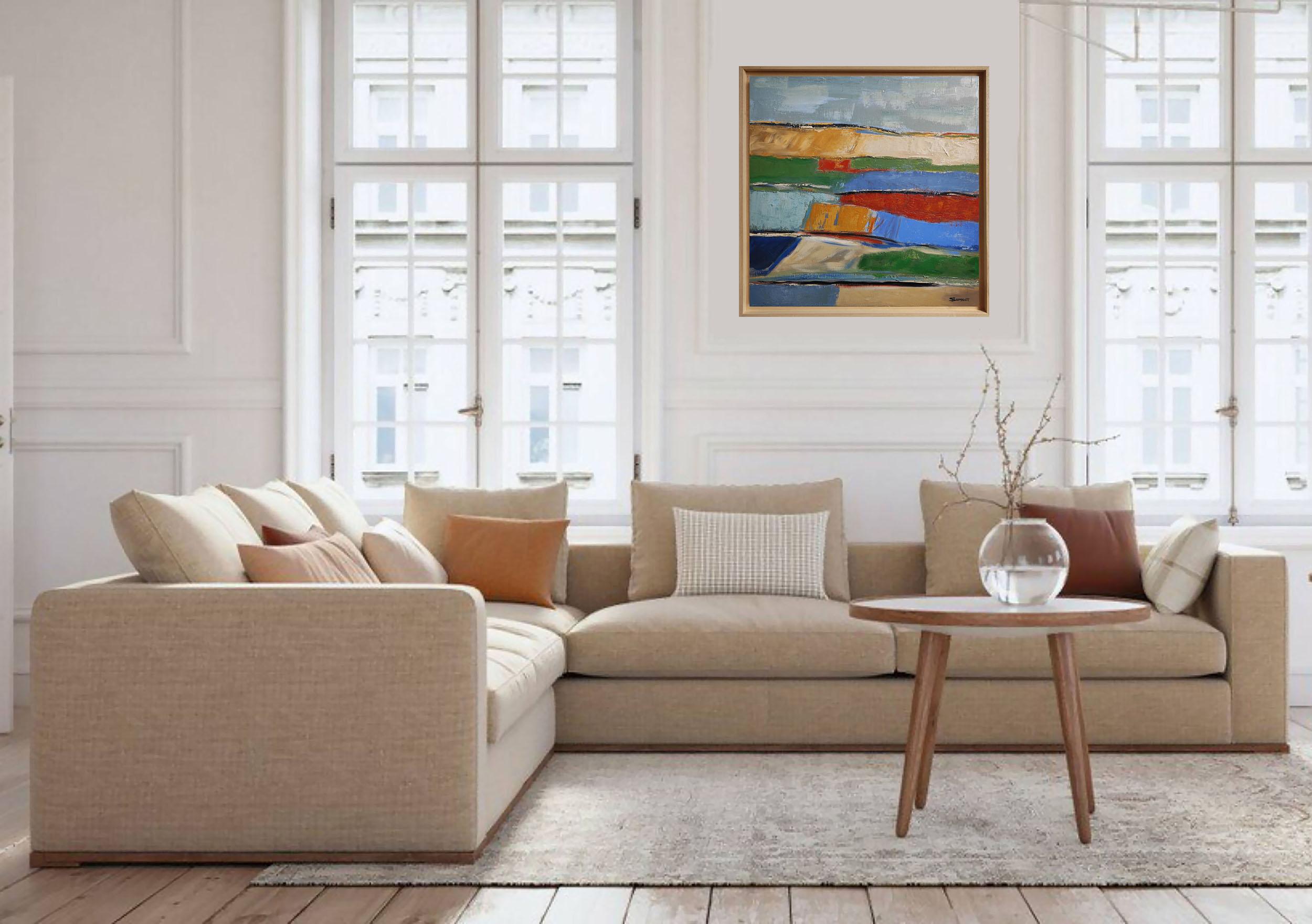 Les saisons 2, abstrakte Landschaft, Öl, Expressionismus, Multicolor, Französisch, Moderne im Angebot 8