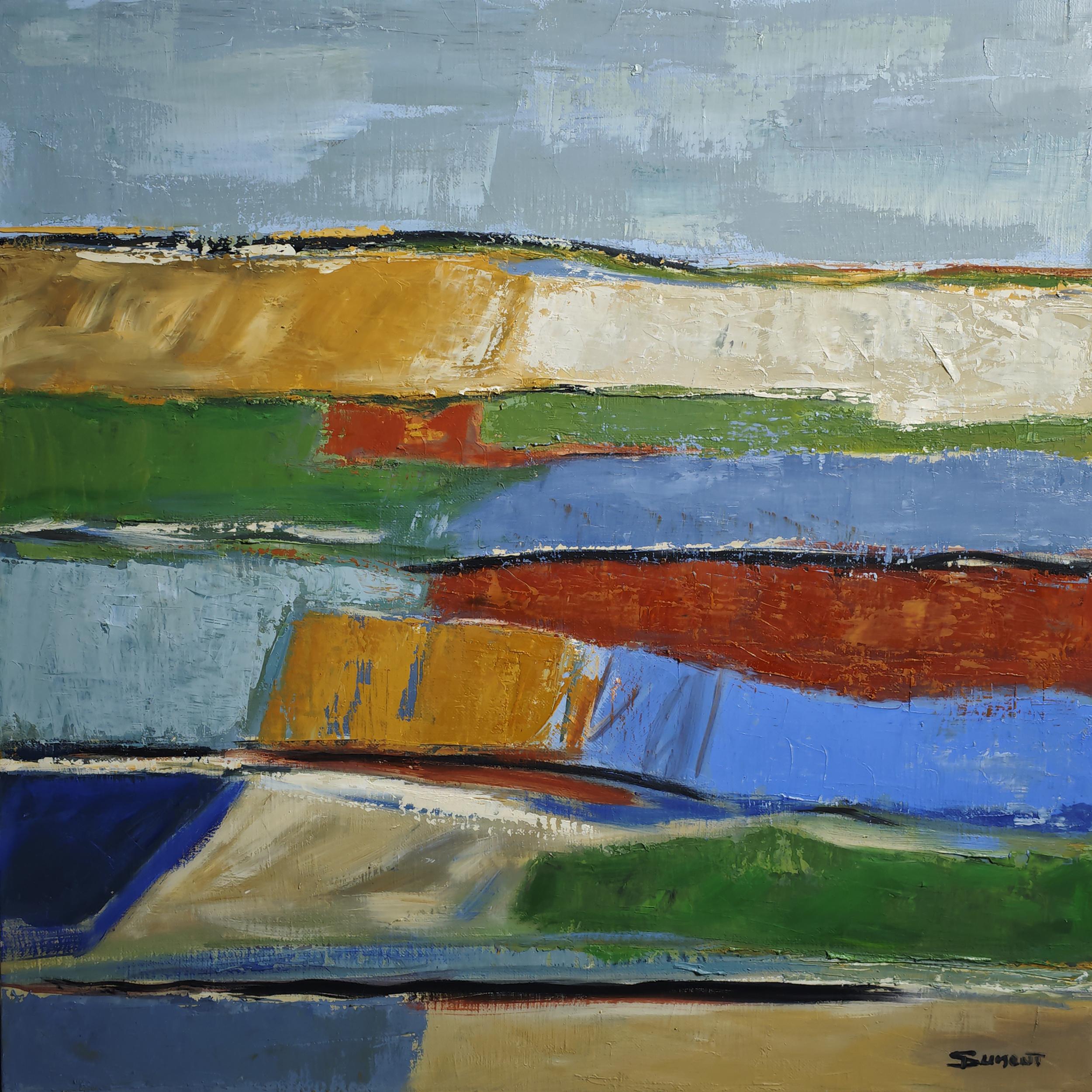 Les saisons 2, abstrakte Landschaft, Öl, Expressionismus, Multicolor, Französisch, Moderne im Angebot 9