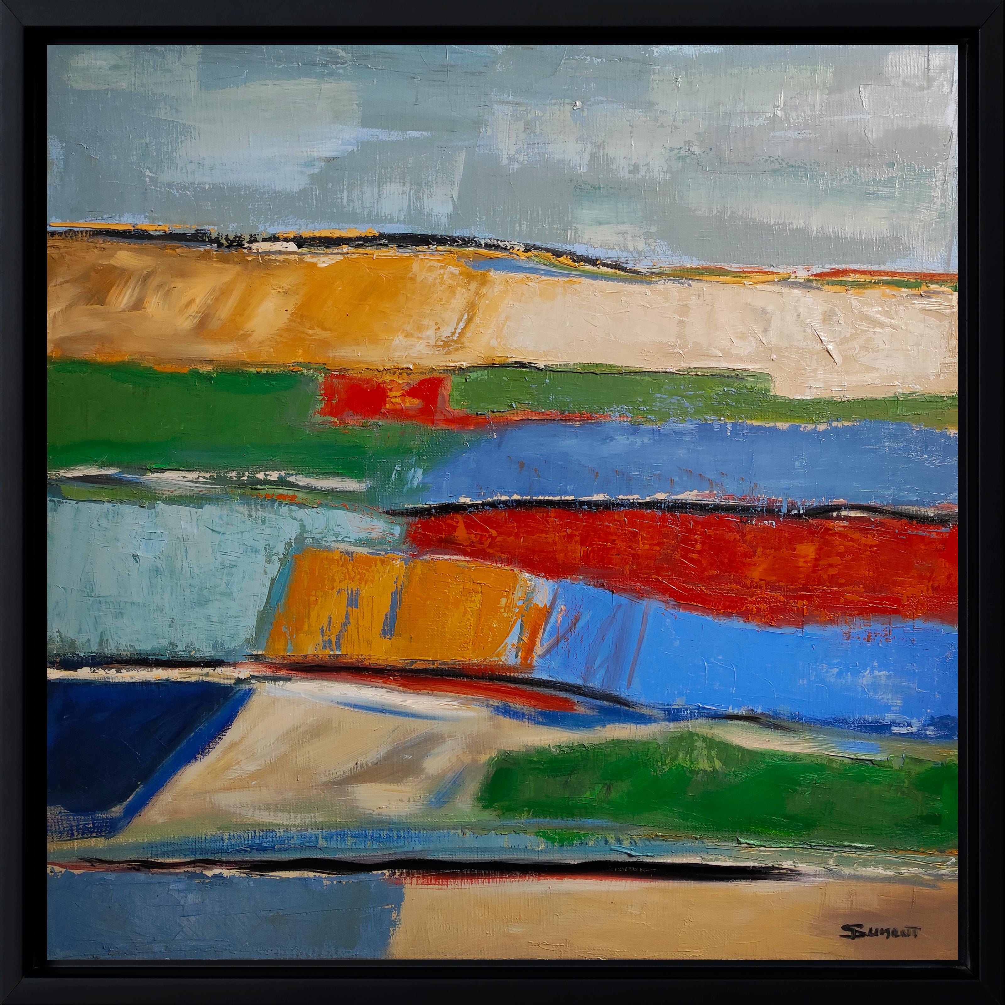 Les saisons 2, abstract lanscape, oil, expressionism, multicolor, french, modern