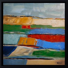 Les saisons 2, paysage abstrait, huile, expressionnisme, multicolore, français, moderne