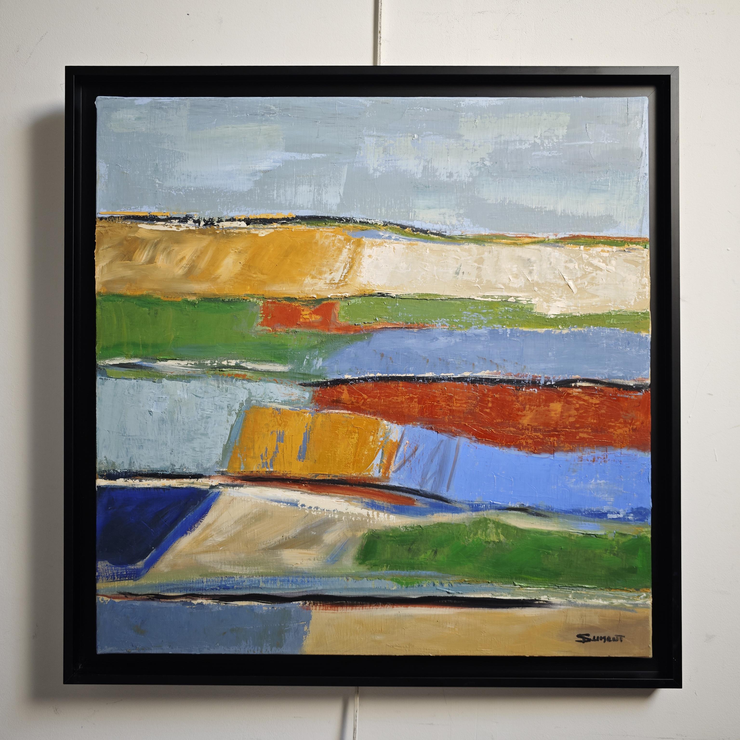 Les saisons 2, abstrakte Landschaft, Öl, Expressionismus, Multicolor, Französisch, Moderne – Painting von SOPHIE DUMONT