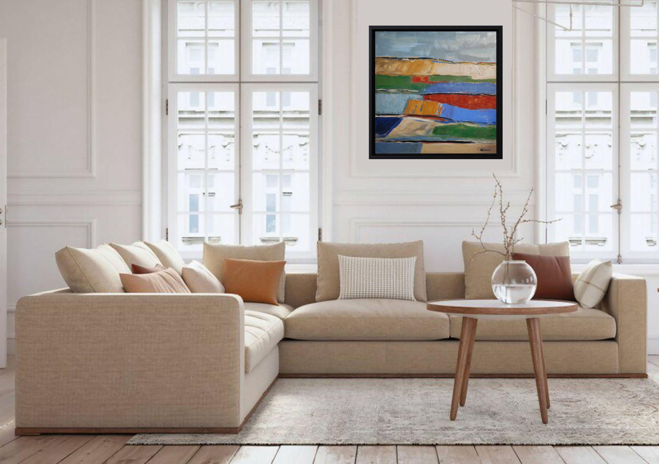 Les saisons 2, abstrakte Landschaft, Öl, Expressionismus, Multicolor, Französisch, Moderne (Grau), Abstract Painting, von SOPHIE DUMONT