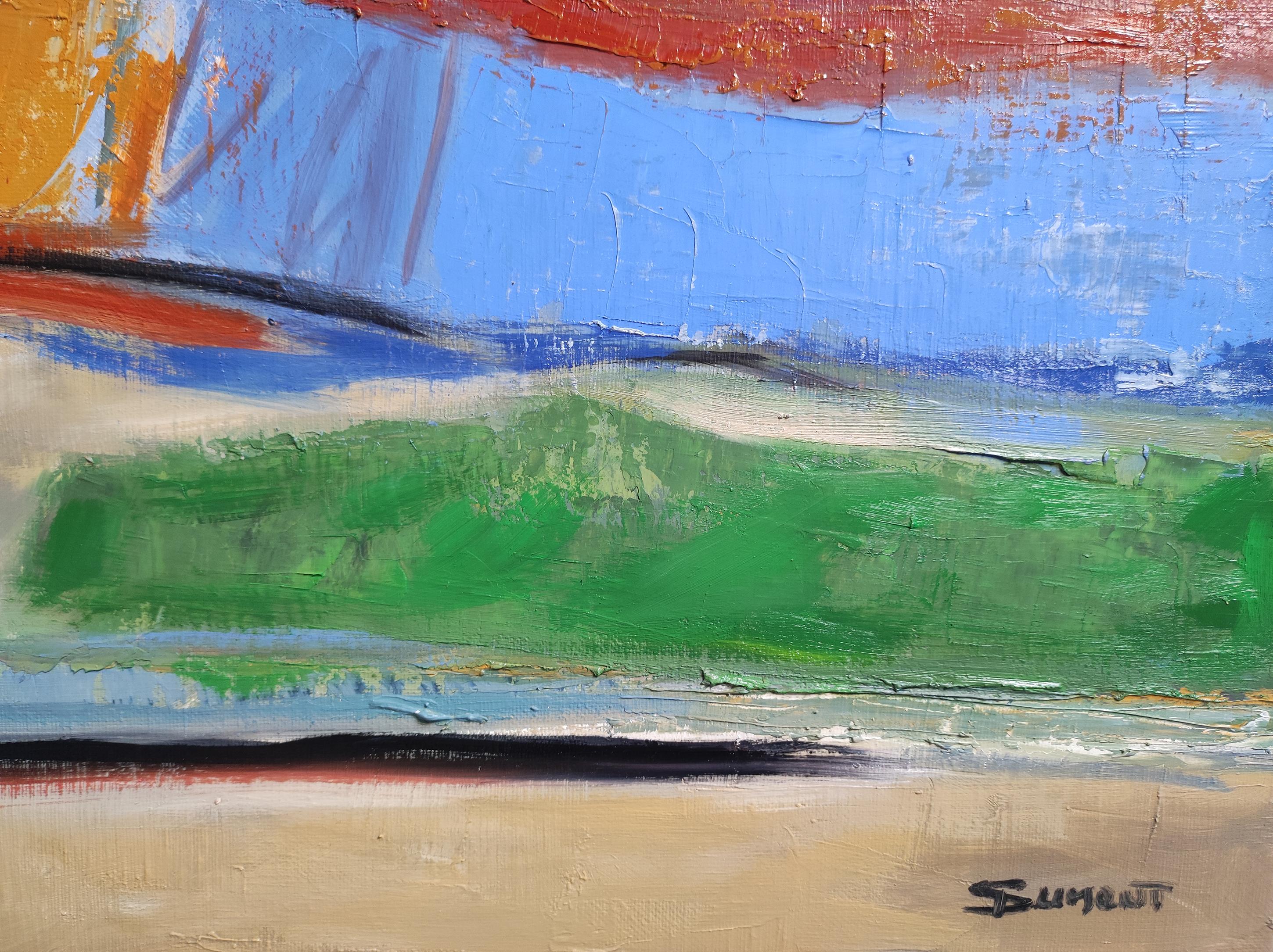 Les saisons 2, abstrakte Landschaft, Öl, Expressionismus, Multicolor, Französisch, Moderne im Angebot 1
