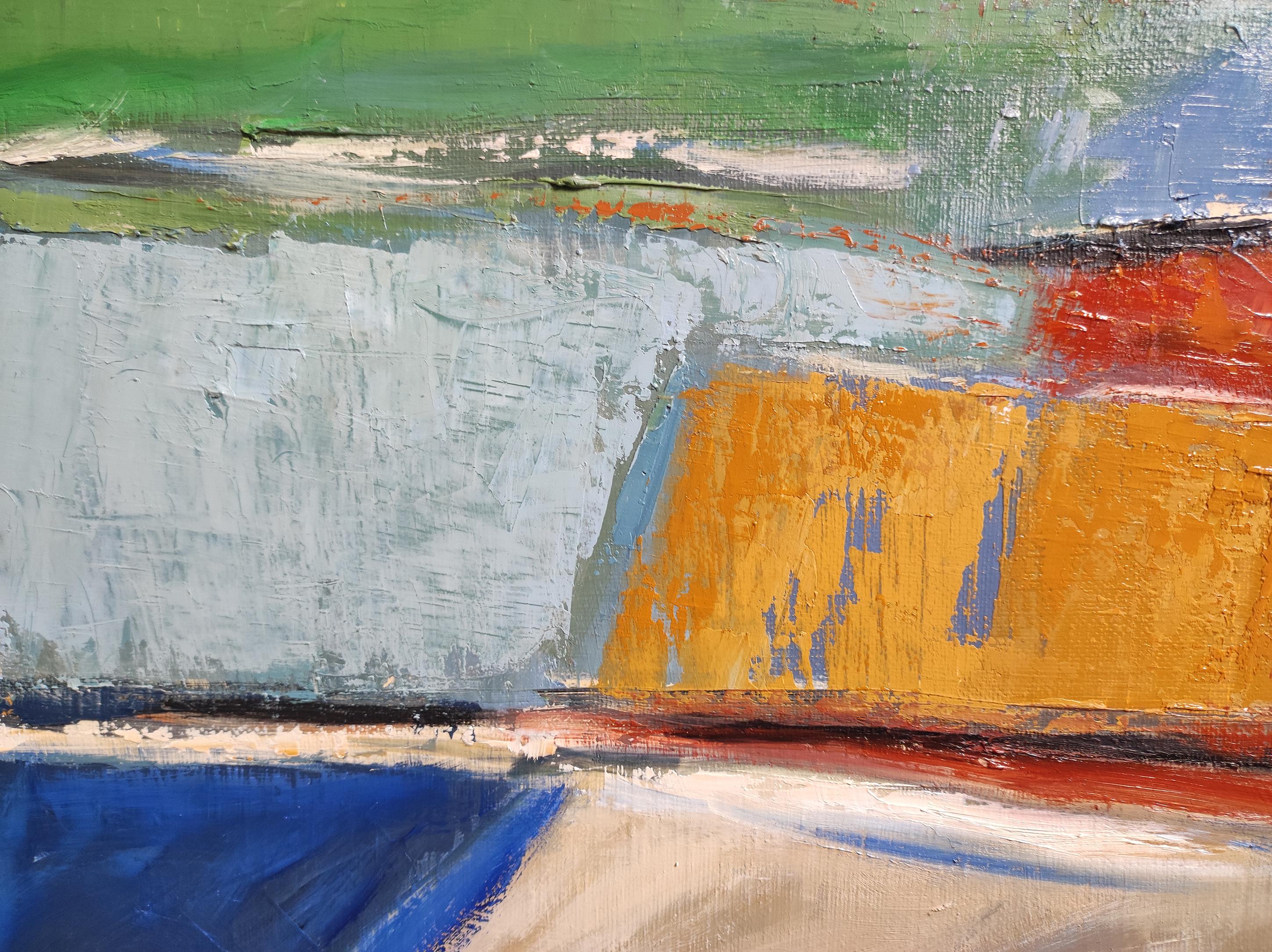 Les saisons 2, abstrakte Landschaft, Öl, Expressionismus, Multicolor, Französisch, Moderne im Angebot 3