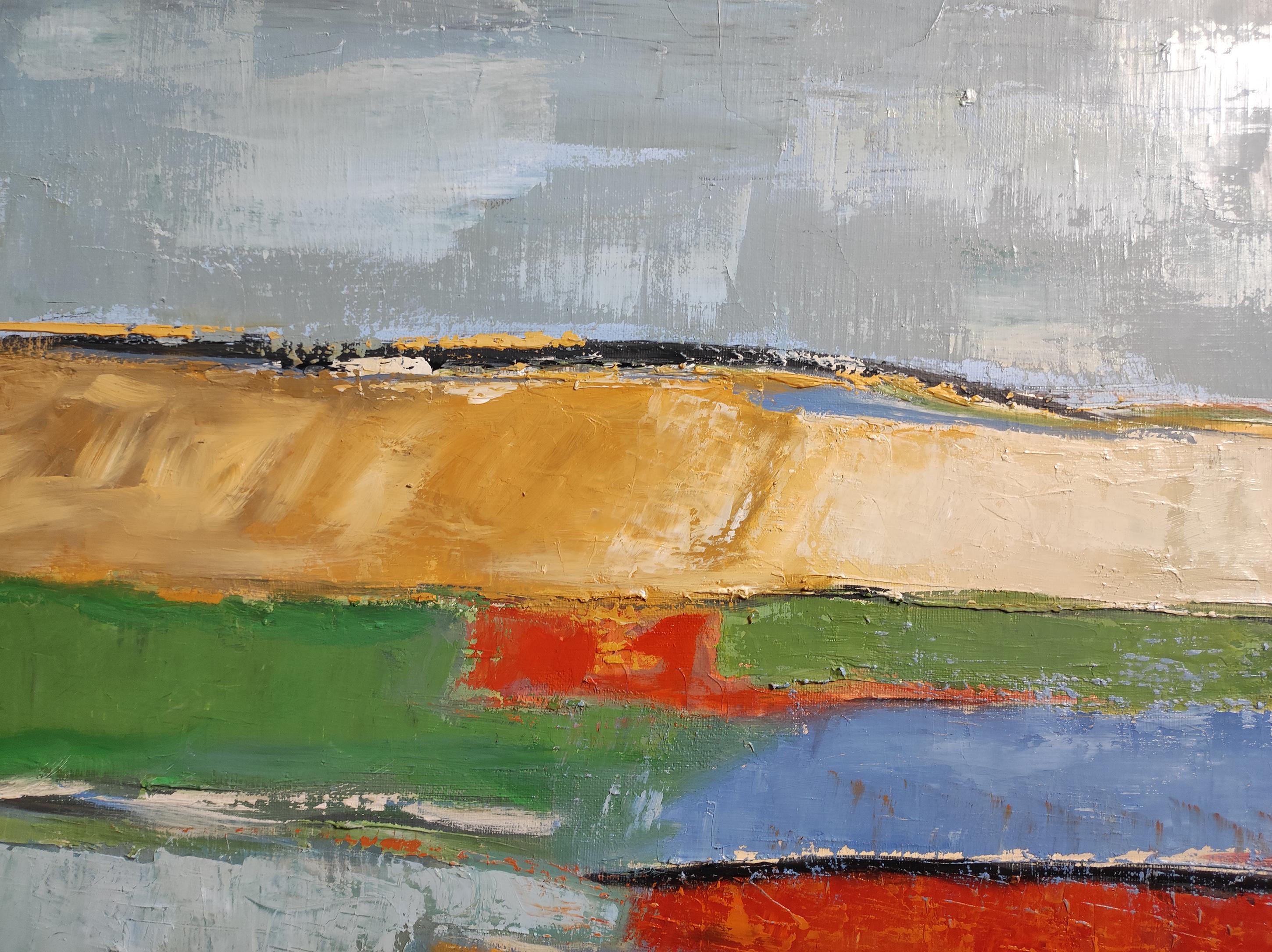 Les saisons 2, abstrakte Landschaft, Öl, Expressionismus, Multicolor, Französisch, Moderne im Angebot 4