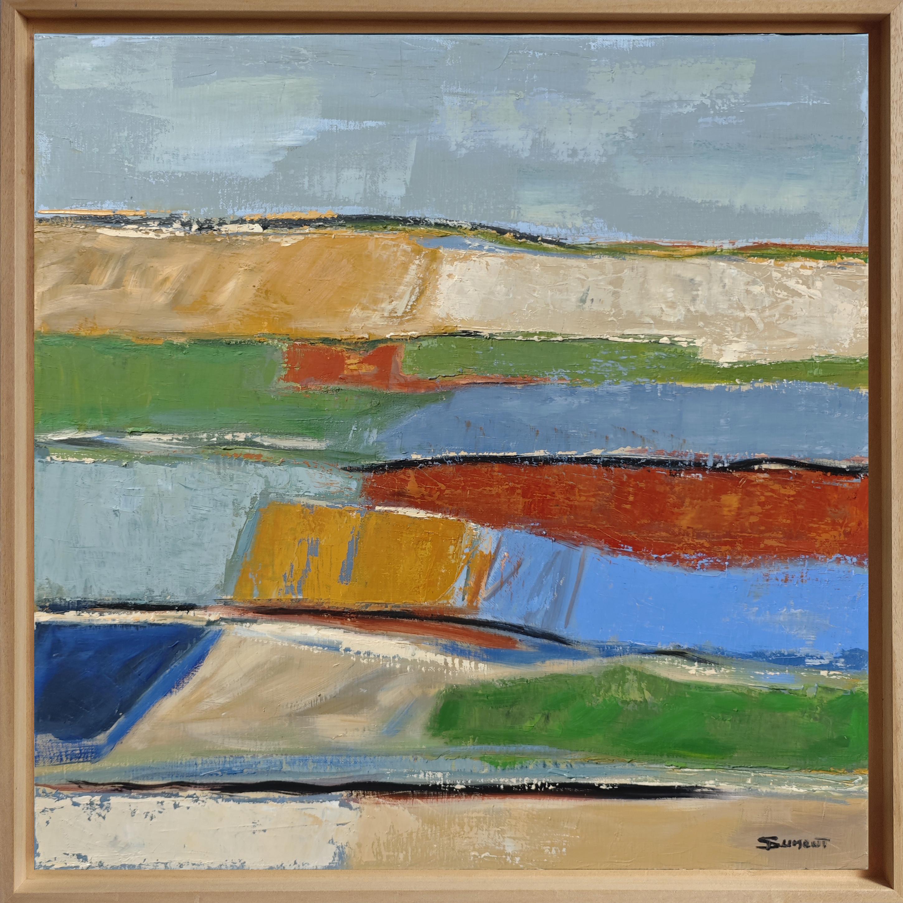 Les saisons 2, abstrakte Landschaft, Öl, Expressionismus, Multicolor, Französisch, Moderne