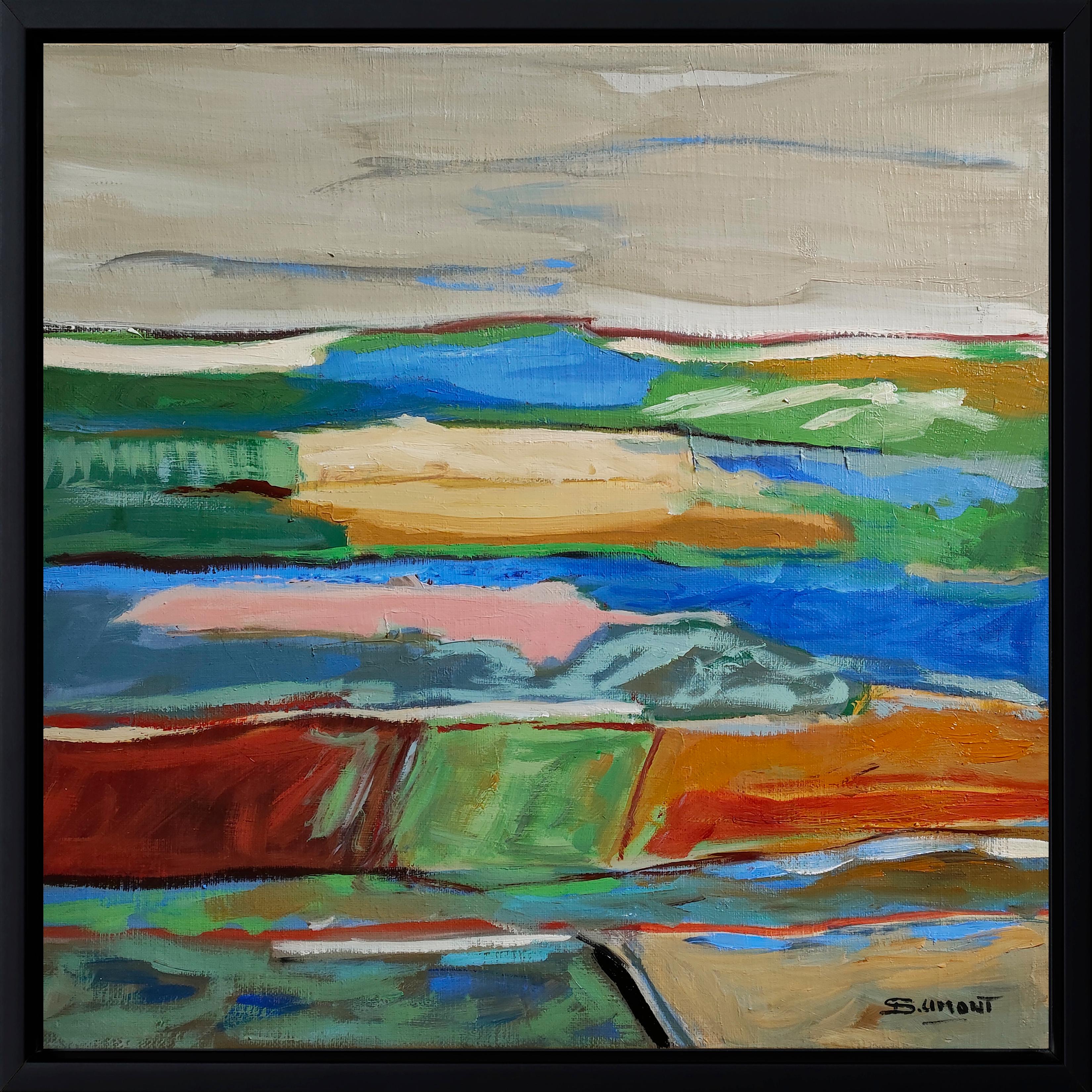 Landscape Painting di SOPHIE DUMONT - L'Eveil du printemps Paesaggio, Olio, Espressionismo, Multicolore, Francese, Astratto