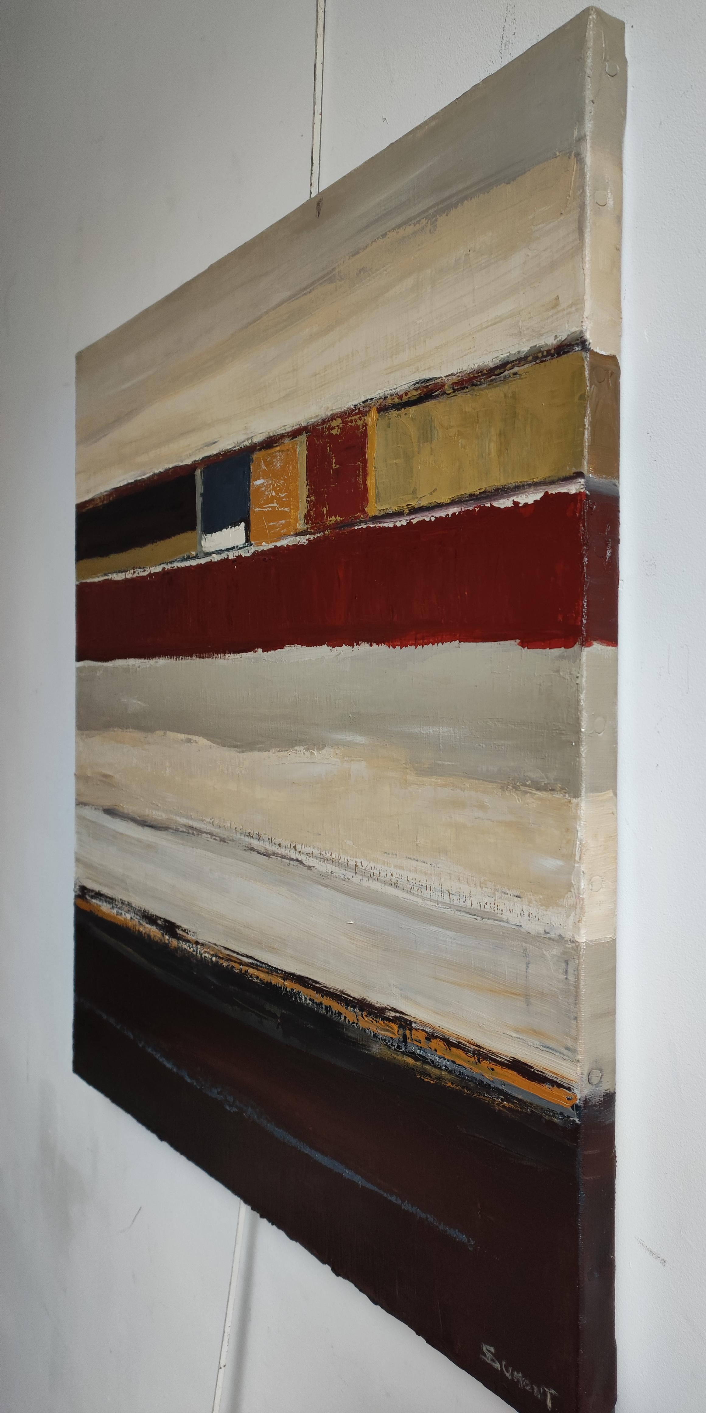 L'Harmonie des espaces, Paesaggio astratto, olio su tela, Espressionismo francese - Painting Astrattismo geometrico di SOPHIE DUMONT