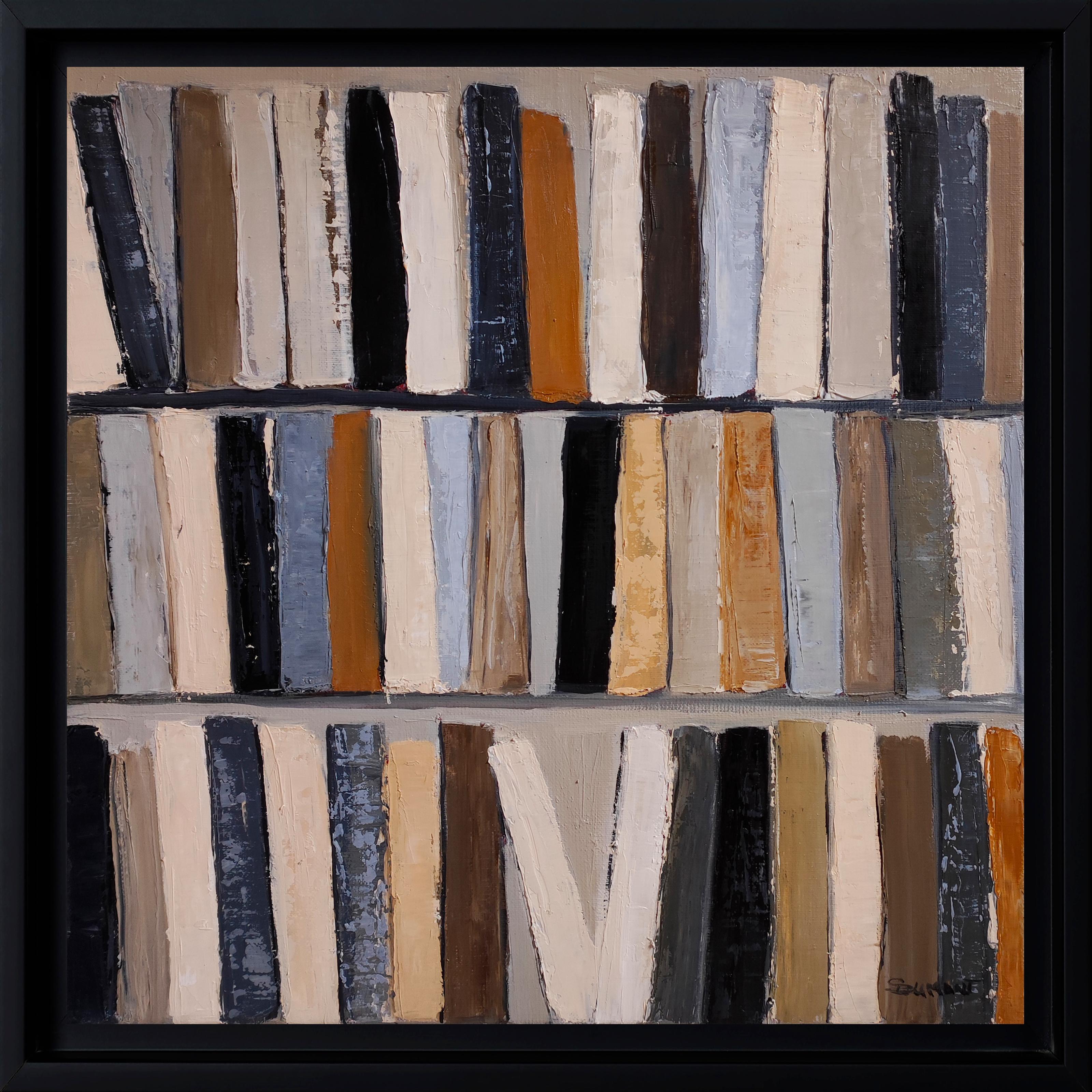 Framed dimensions: 47 x 47 cm (18.5 x 18.5 in)
Canvas size: 40 x 40 cm (15.7 x 15.7 in)
Framed in black or natural wood floater (your choice) – Signed – Ready to hang – Certificate of authenticity included

Bibliothèque 16 is a refined abstract