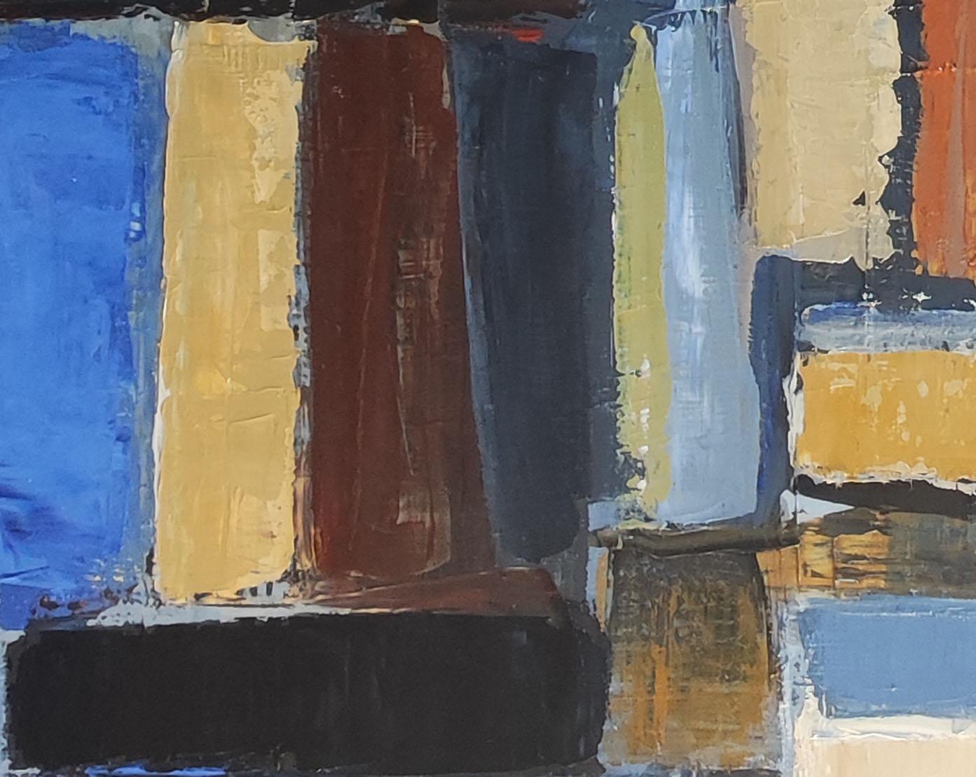 library 2, colors books in library, abstract, expressionism, oil on canvas 10