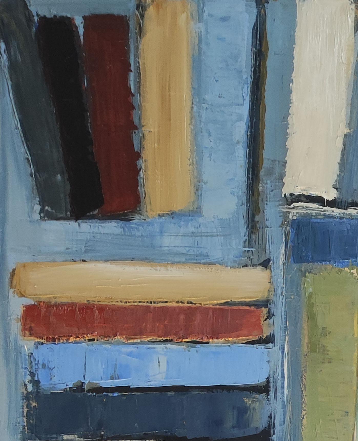 library 2, colors books in library, abstract, expressionism, oil on canvas 13