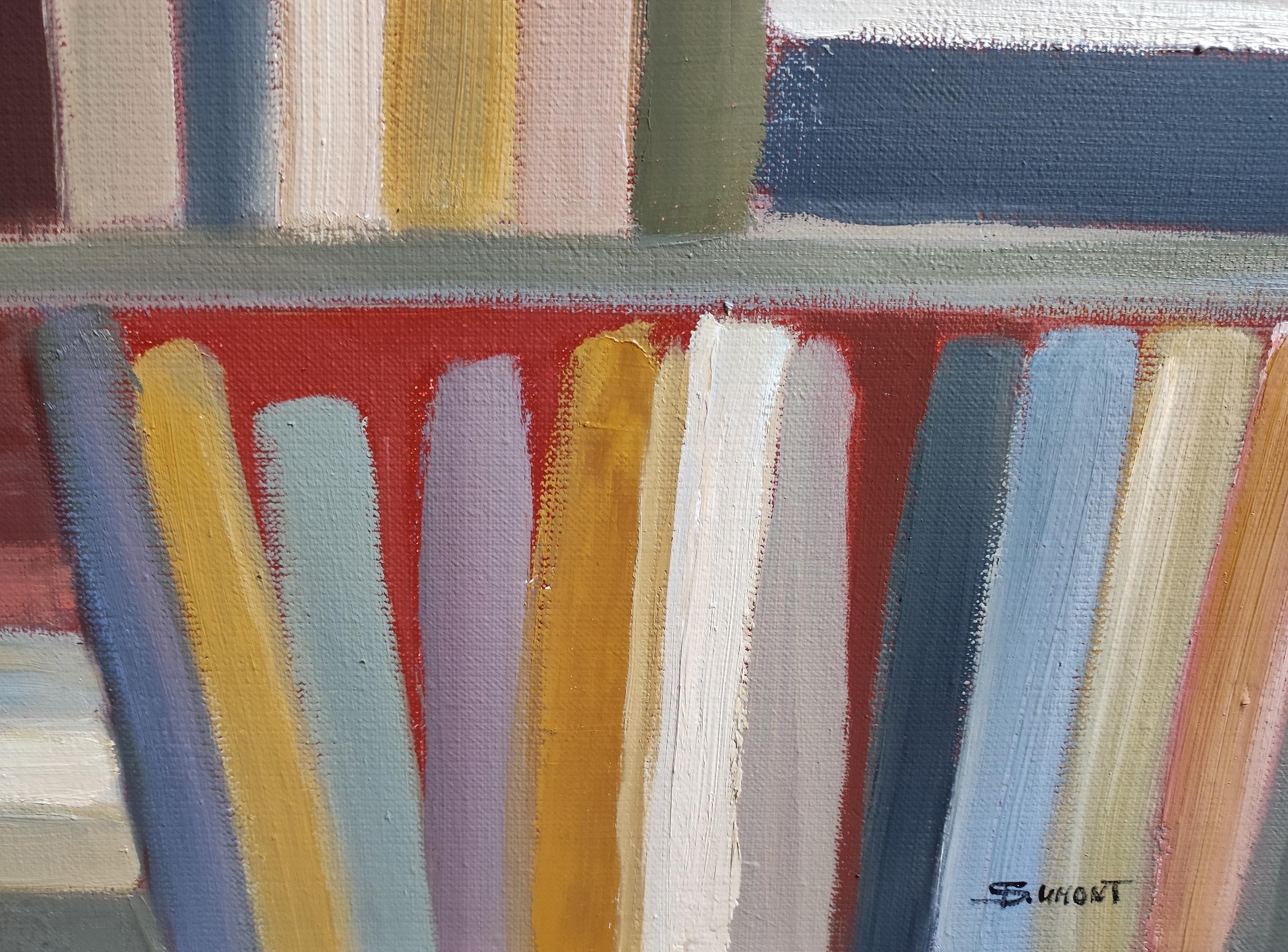 Library 3, multicolor abstract, expressionism, geometric, modern, textured For Sale 2