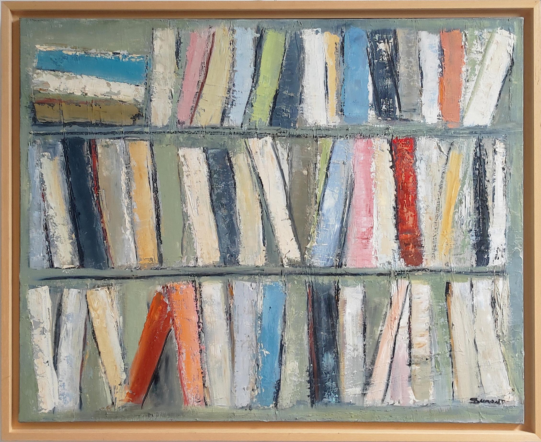 SOPHIE DUMONT Abstract Painting - library 7, abstract expressionism, library, contemporary, textured, books