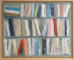 library 7, abstract expressionism, library, contemporary, textured, books