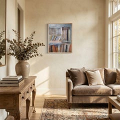 Library 8, Abstract, Oil and collage on canvas, Minimalism, Contemporary
