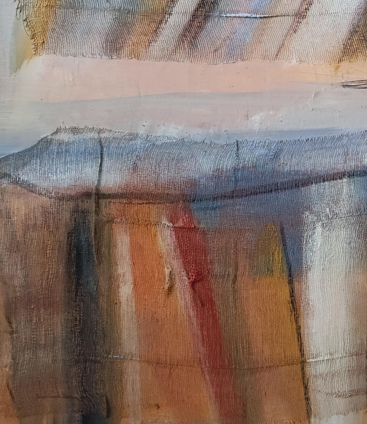 biblioteca 8, Astratto, Collage, Libri, Olio su tela, Minimalismo, Espressionismo - Still-Life Painting Grigio di SOPHIE DUMONT