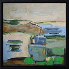 Luz de las colinas- Paisaje abstracto con textura original , Óleo, Contemporáneo