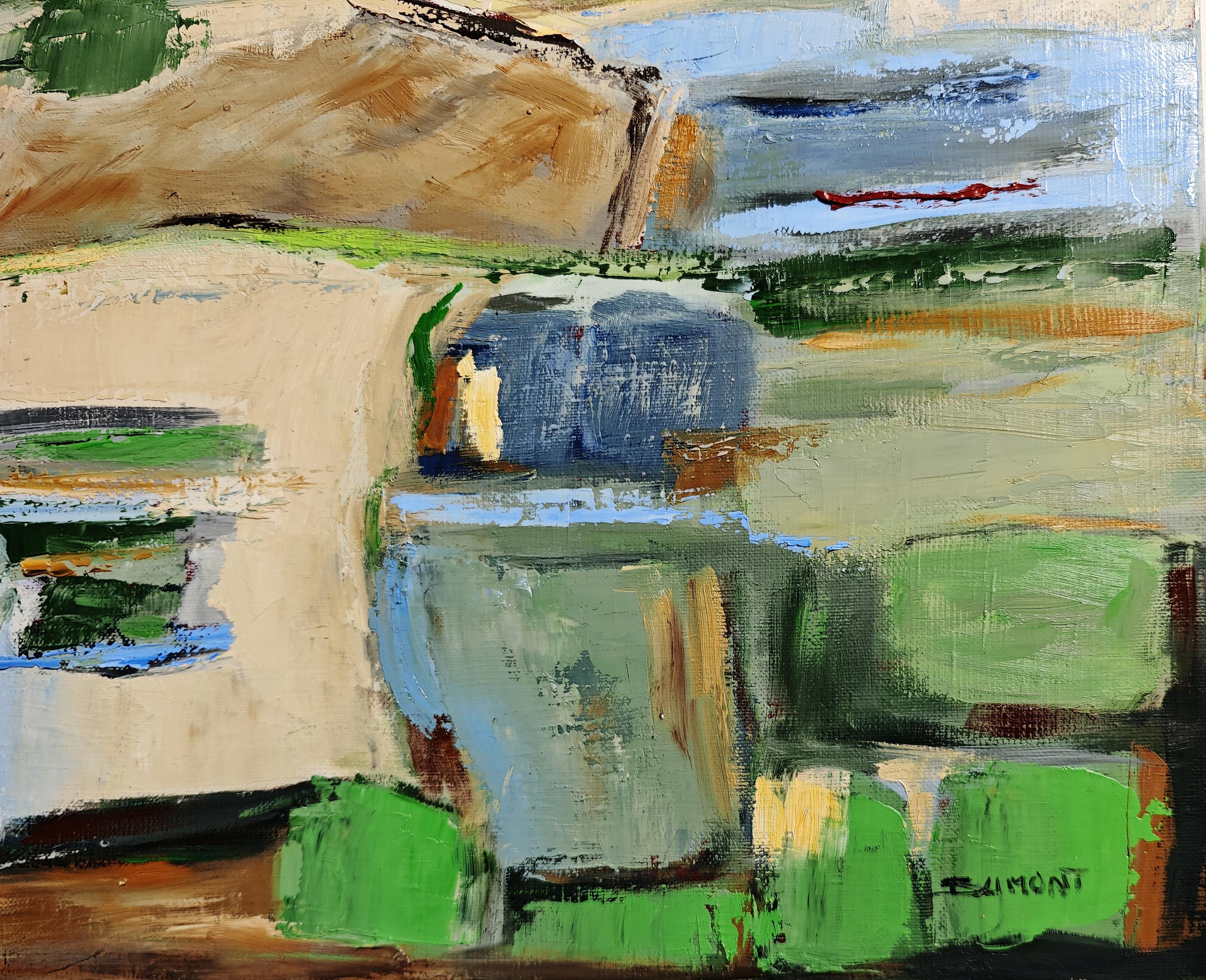 Light of the Hills– Original Textured Abstract landscape , Oil, Contemporary For Sale 4