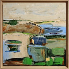 Light of the Hille - Paesaggio astratto originale con texture, olio, contemporaneo