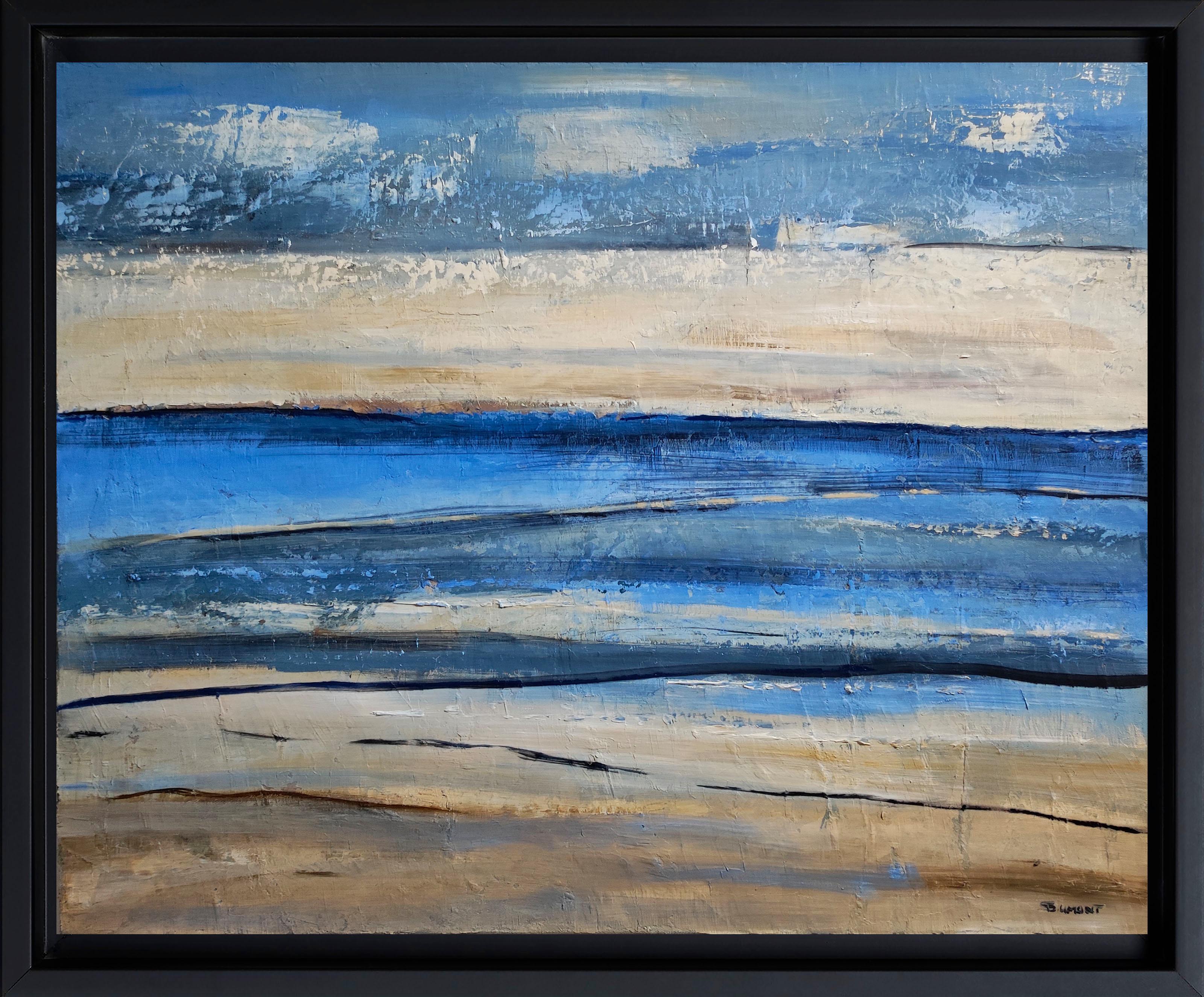 Luce della riva, paesaggio astratto, espressionismo, mare, francese, moderno - Painting di SOPHIE DUMONT