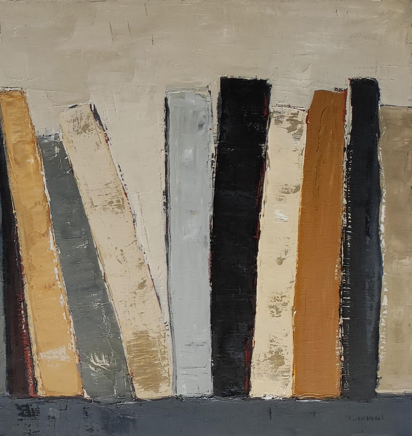Lignes de pensée, Abstract, Black Library, Expressionism Contemporary, Oil For Sale 3