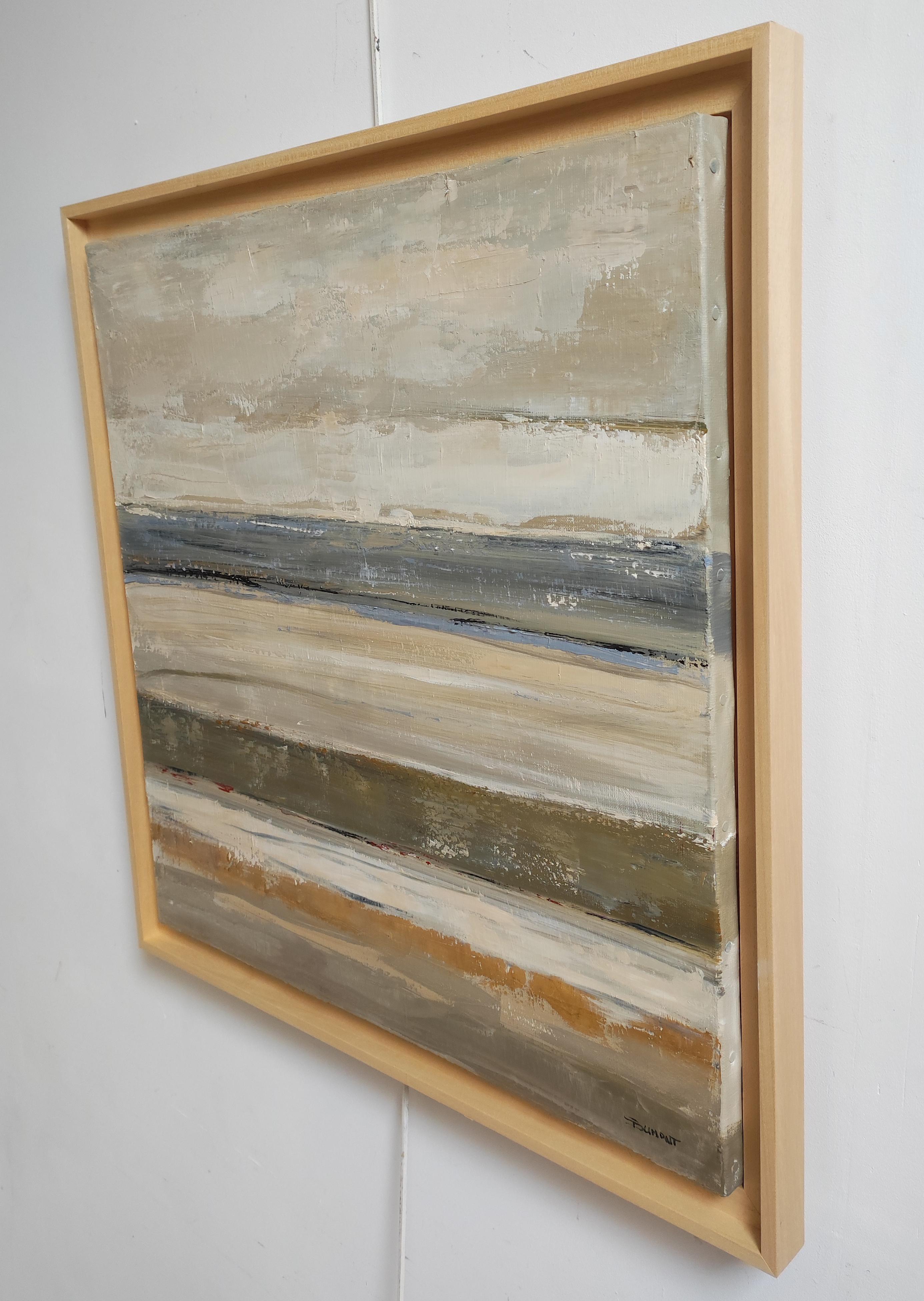 Lignes de rivage, paysage abstrait, texturé, expressionnisme, artiste français - Marron Abstract Painting par SOPHIE DUMONT