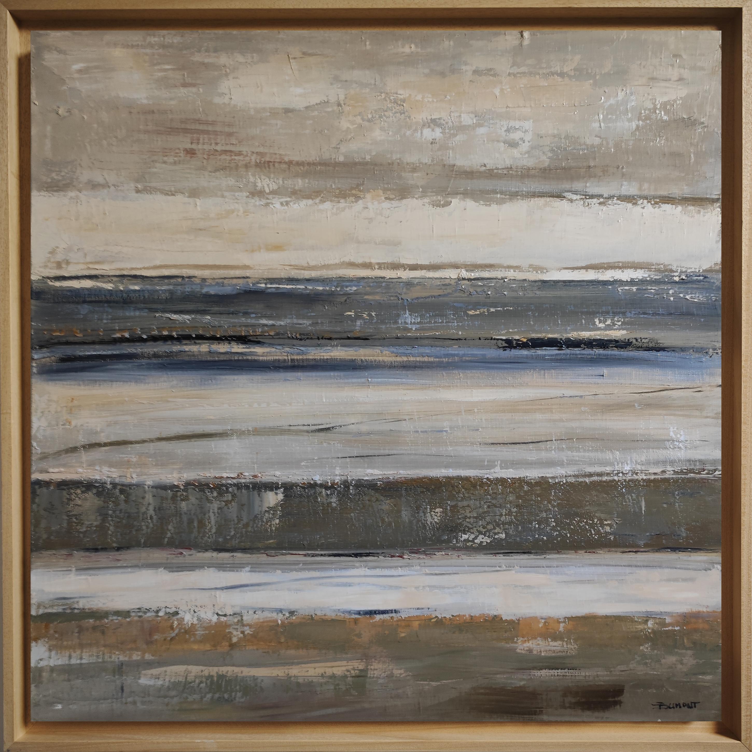 Lignes de rivage, Abstract seascape, textured, expressionism, Oil, French artist