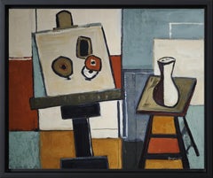 L’Instant de l’Esquisse Oil Painting, Post-Cubist Studio Scene by Sophie Dumont