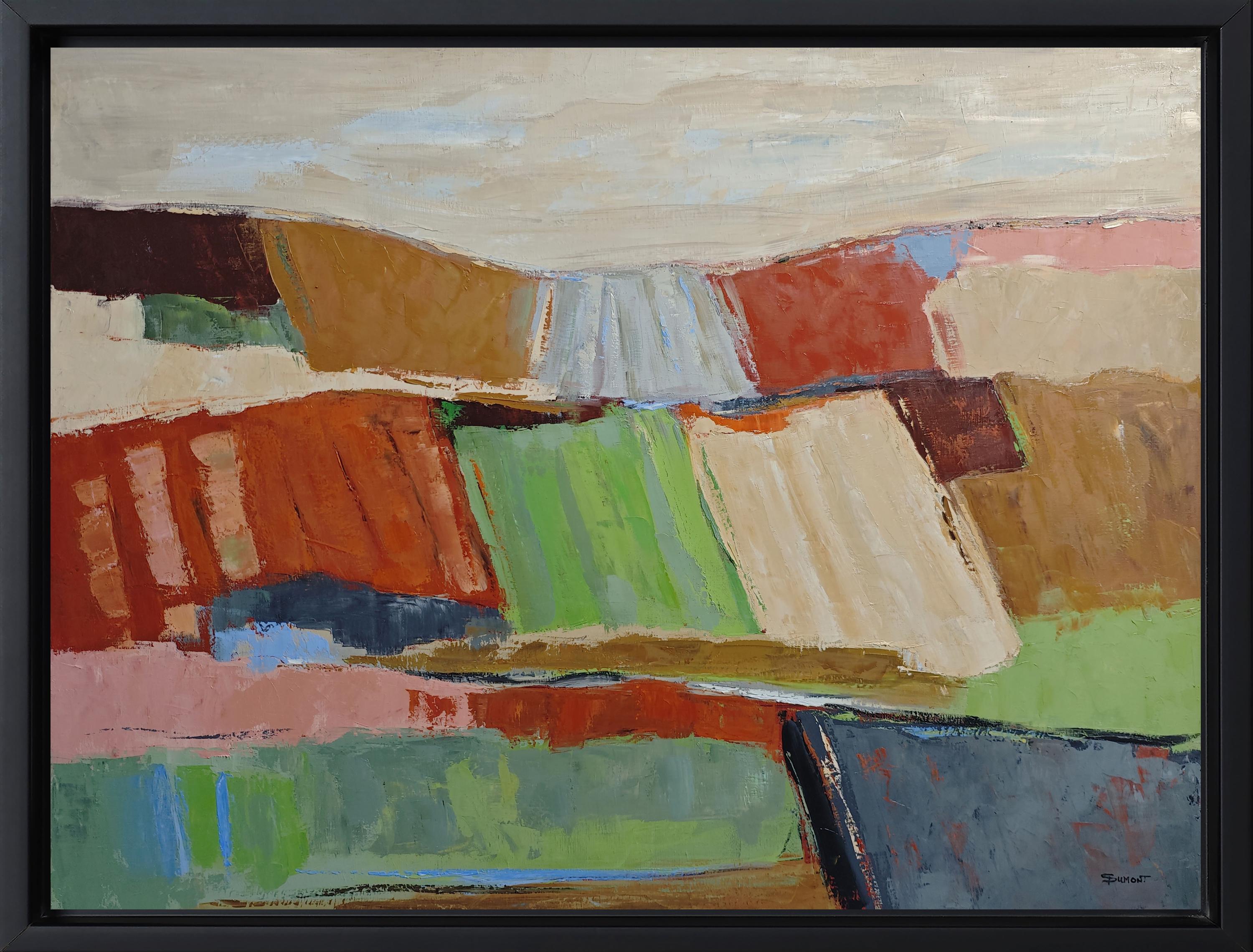 l
intervalle des champs- Pittura astratta di grandi dimensioni - Olio - Arte contemporanea, francese