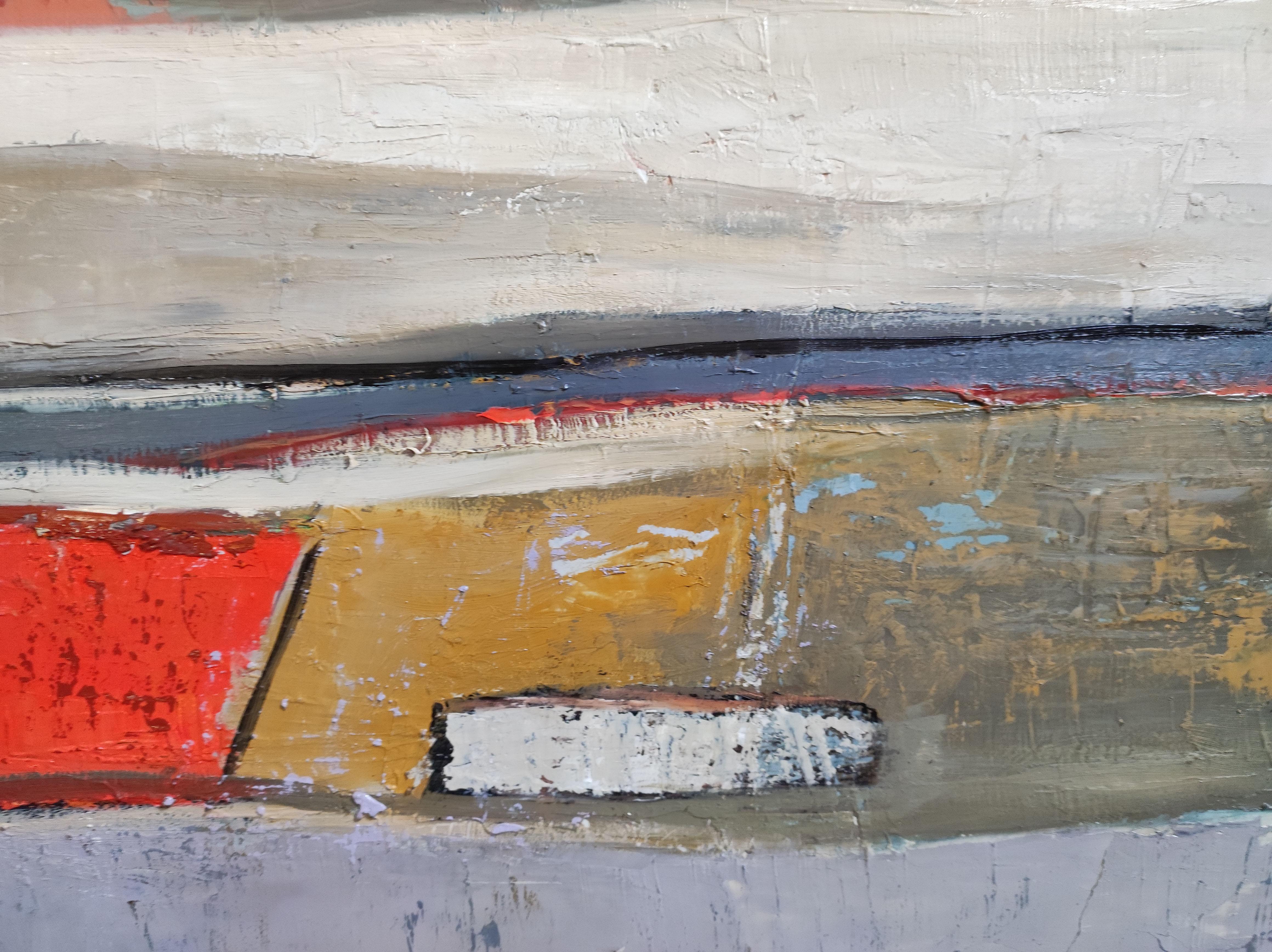 Lisiere interieure, Abstract Landscape, Oil on canvas, Contemporary, French art - Marron Landscape Painting par SOPHIE DUMONT