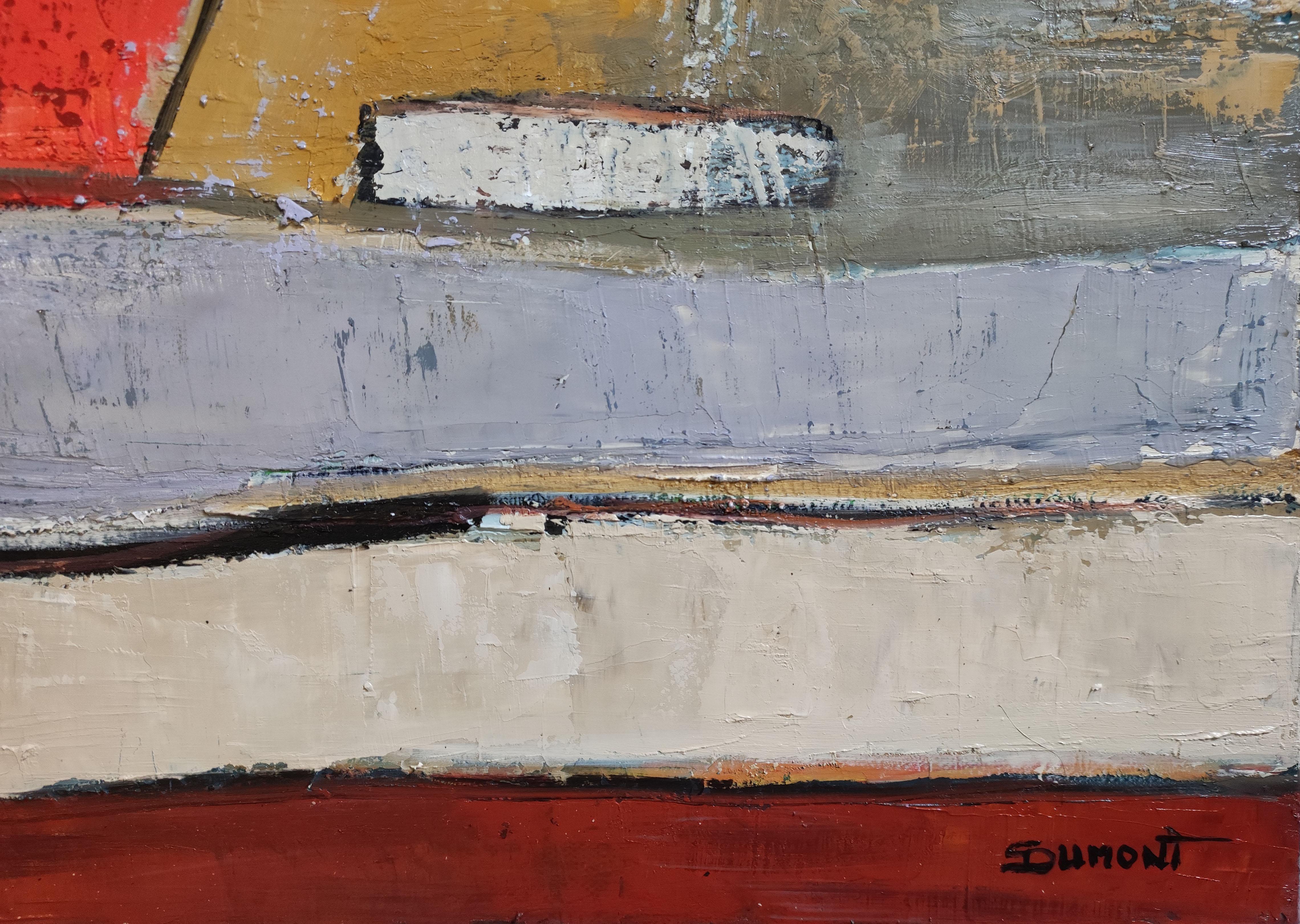 Size unframed: 46 x 55 x 2 cm (18,11 x 21,65 x 0,79 in) 
Size framed 53 x 62 x 3.5cm (20,87 x 24,41 x 1,38 in) 

In Lisière Intérieure, Sophie Dumont continues her exploration of inner landscapes through a painting built on layers, pauses, and quiet